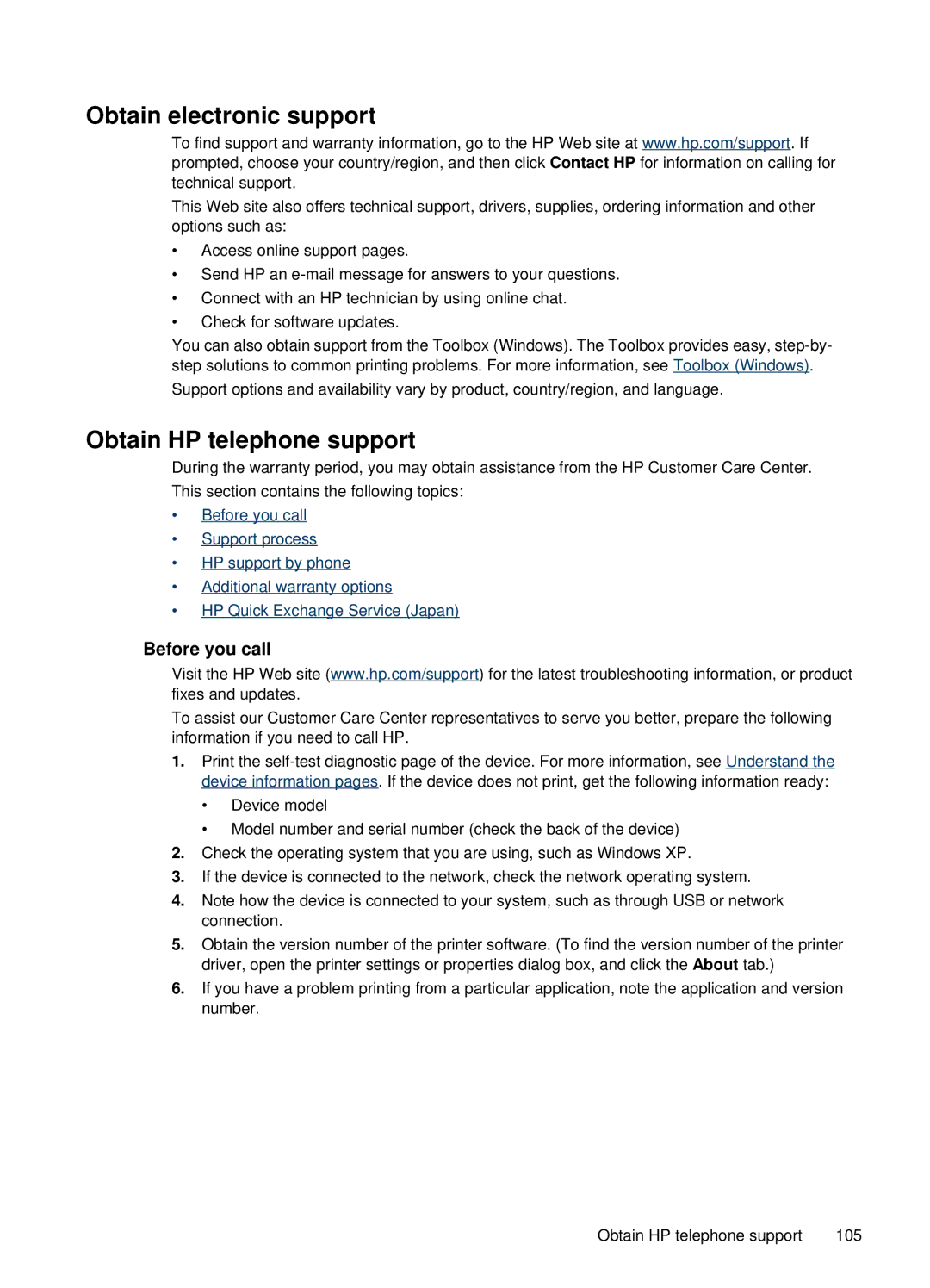 HP H470b manual Obtain electronic support, Before you call 