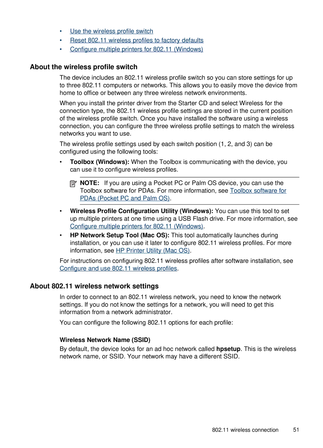 HP H470b manual About the wireless profile switch, About 802.11 wireless network settings, Wireless Network Name Ssid 