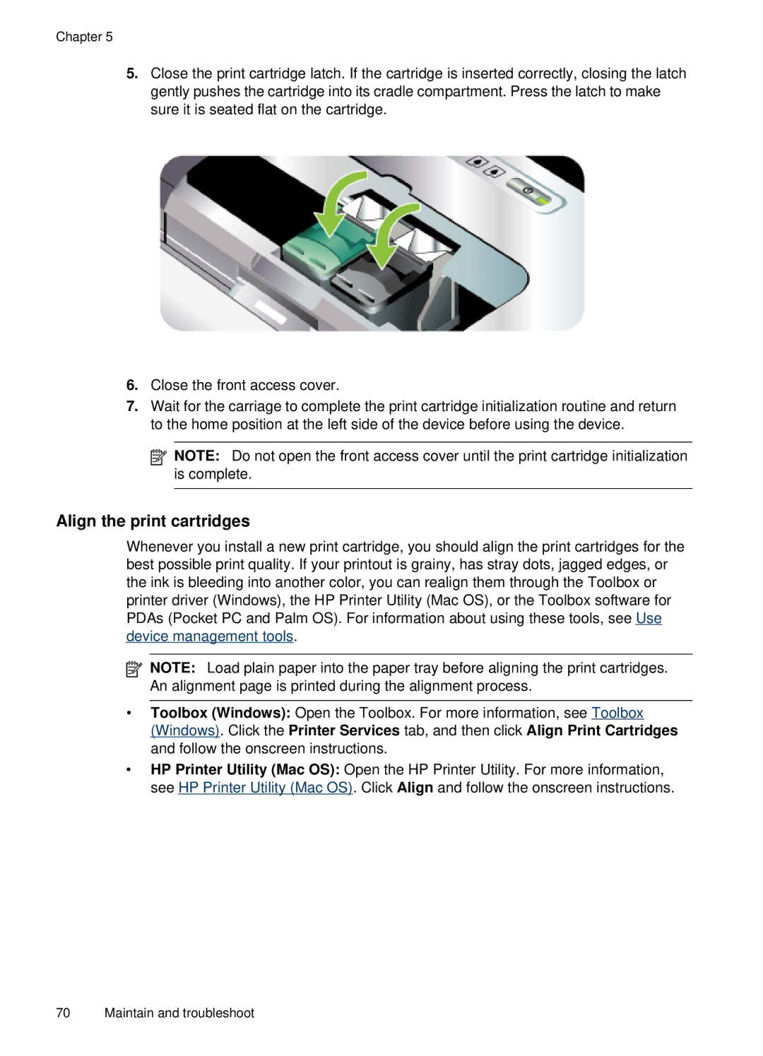 HP H470b manual Align the print cartridges 