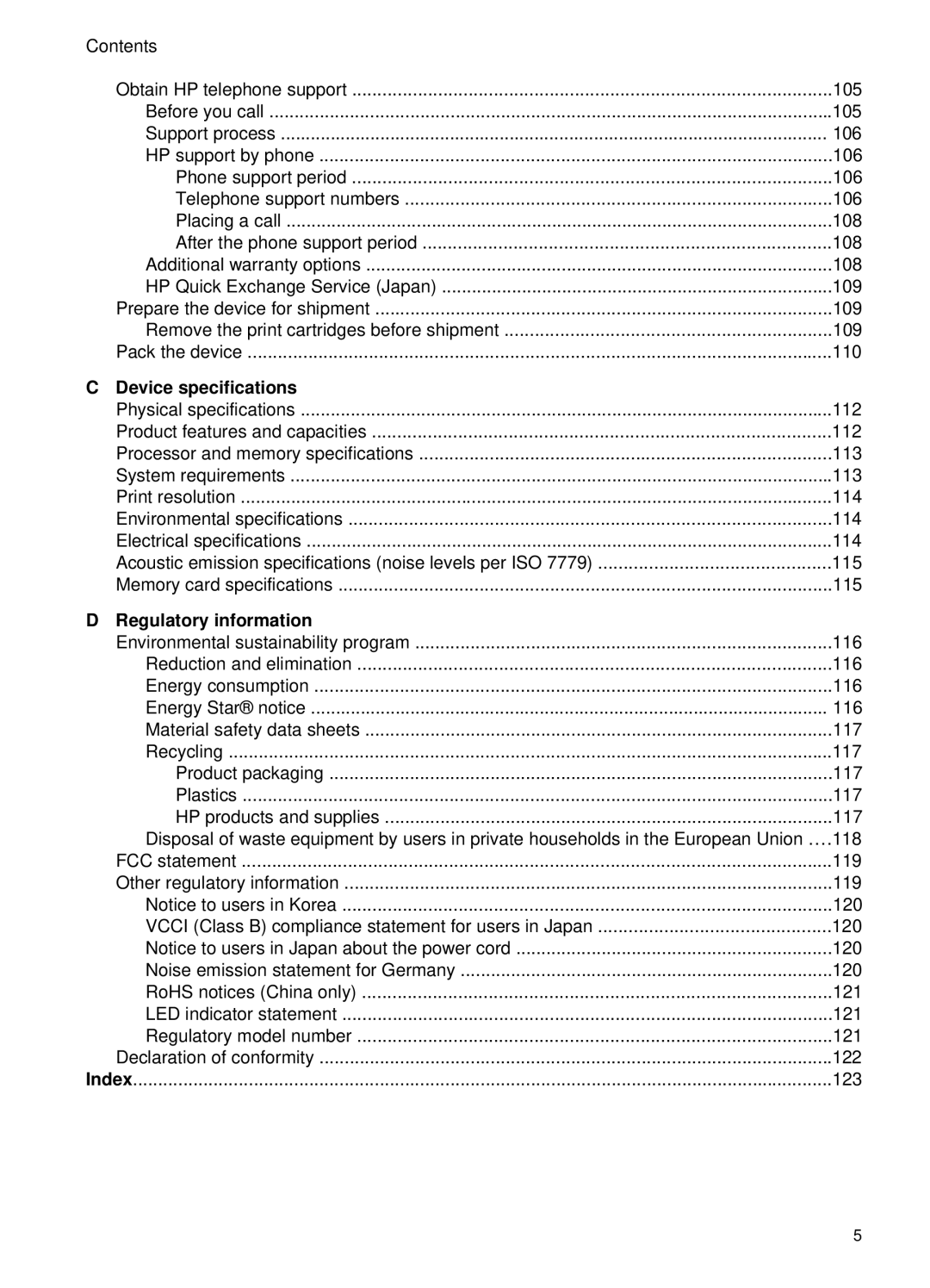 HP H470b manual Device specifications, Regulatory information 