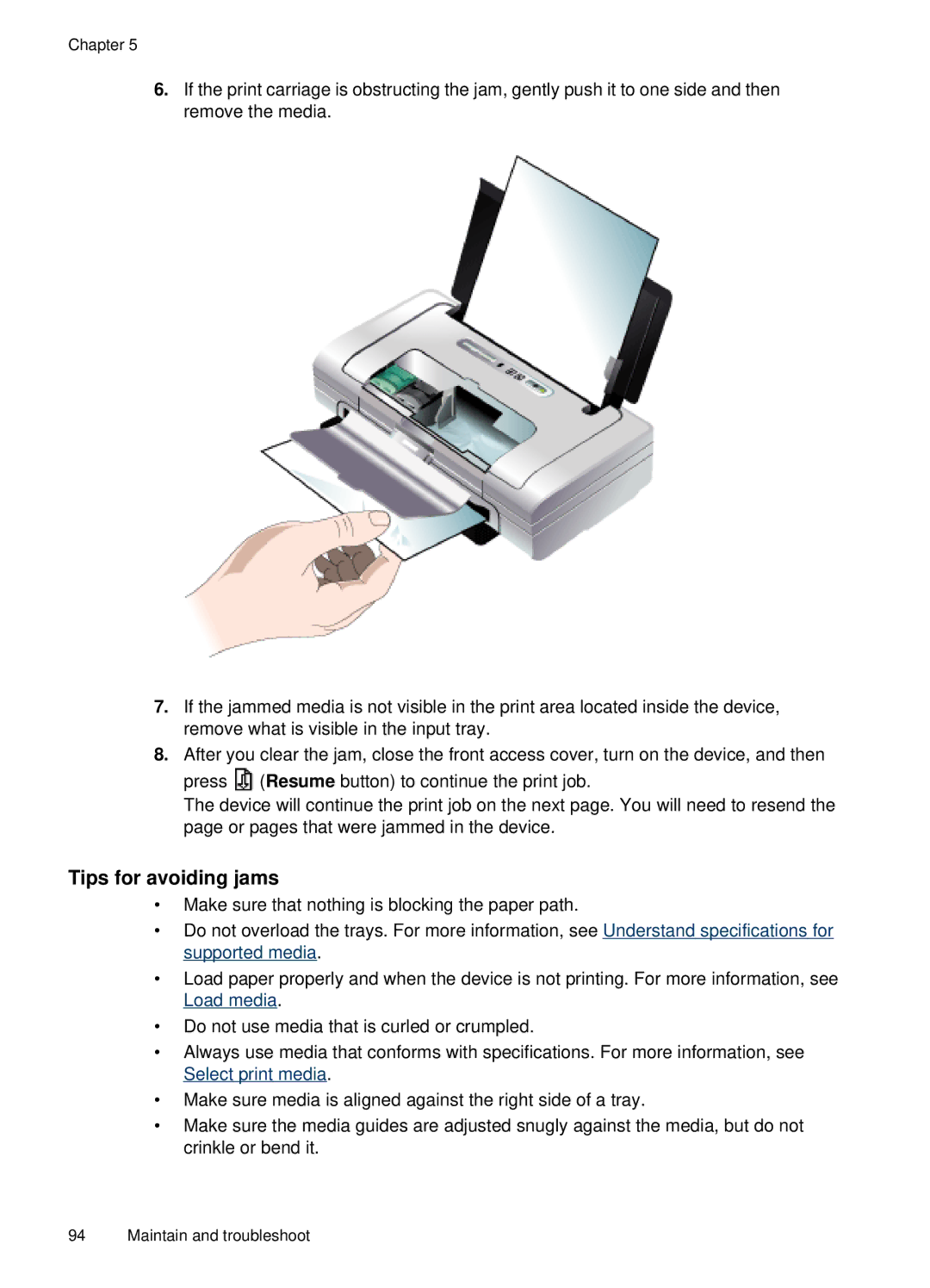 HP H470b manual Tips for avoiding jams 