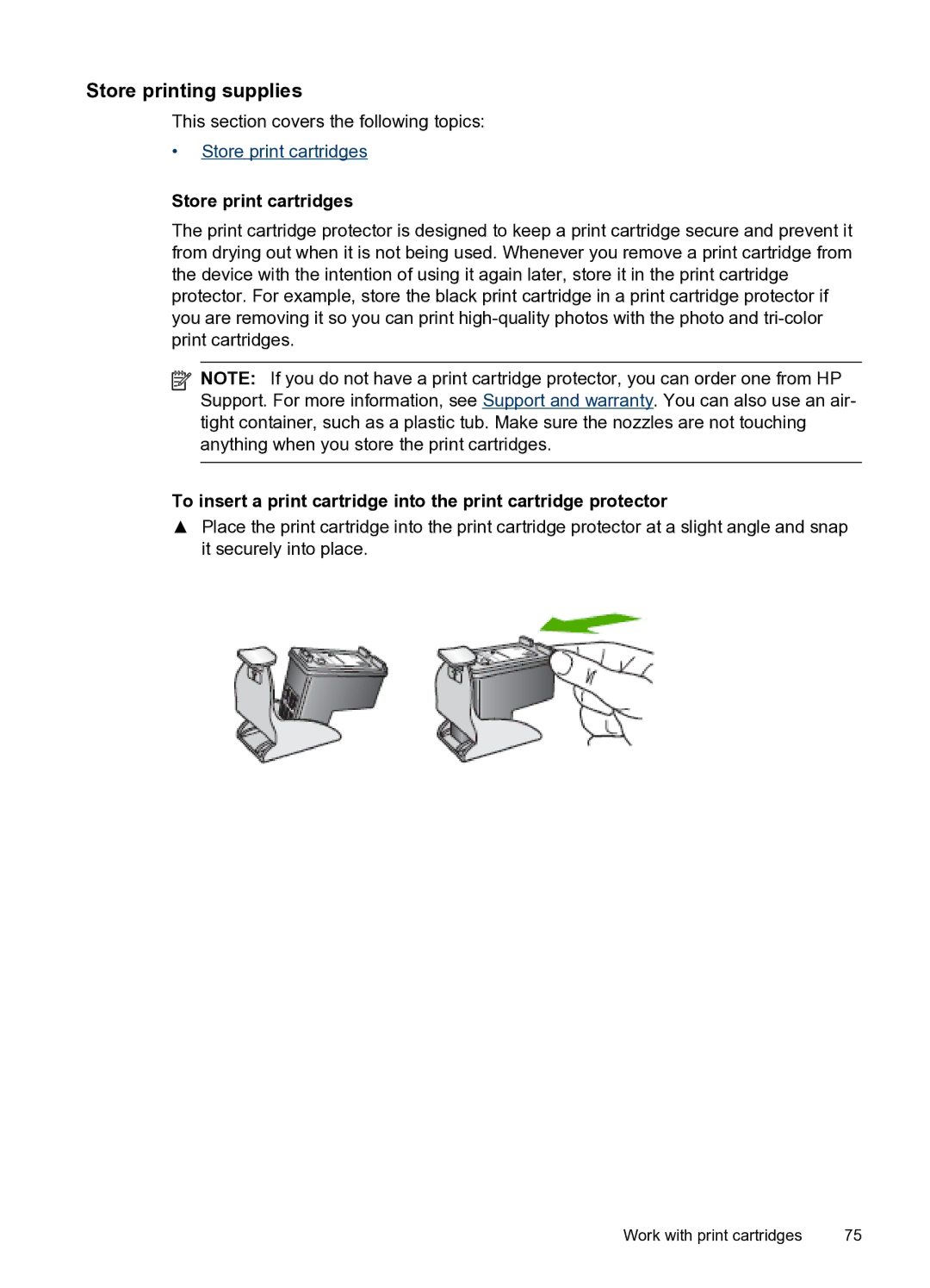 HP H470WBT Mobile Inkjet CB028A#B1H manual Store printing supplies, Store print cartridges 