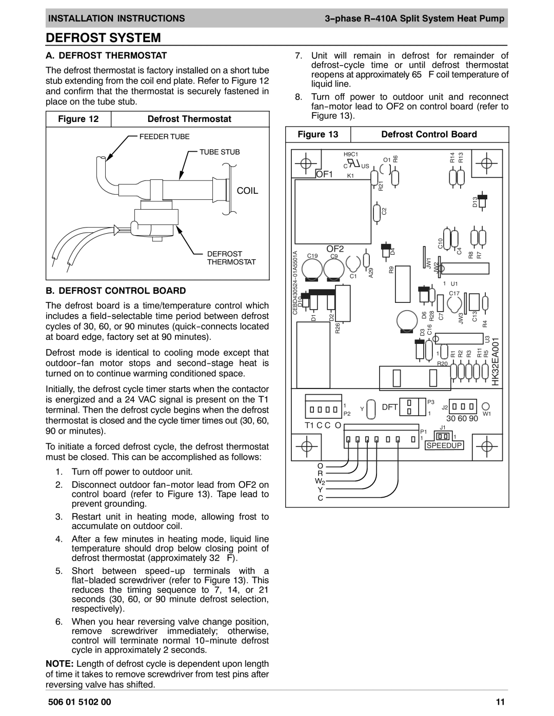 HP H4H3 manual Defrost System, Defrost Thermostat, Defrost Control Board 