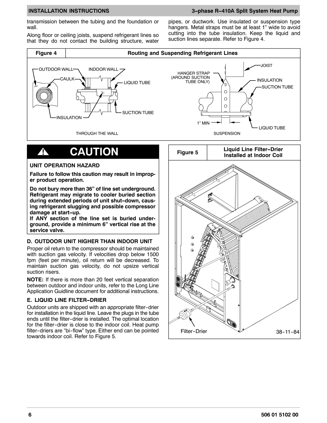 HP H4H3 manual Routing and Suspending Refrigerant Lines, Liquid Line Filter-Drier, Installed at Indoor Coil 