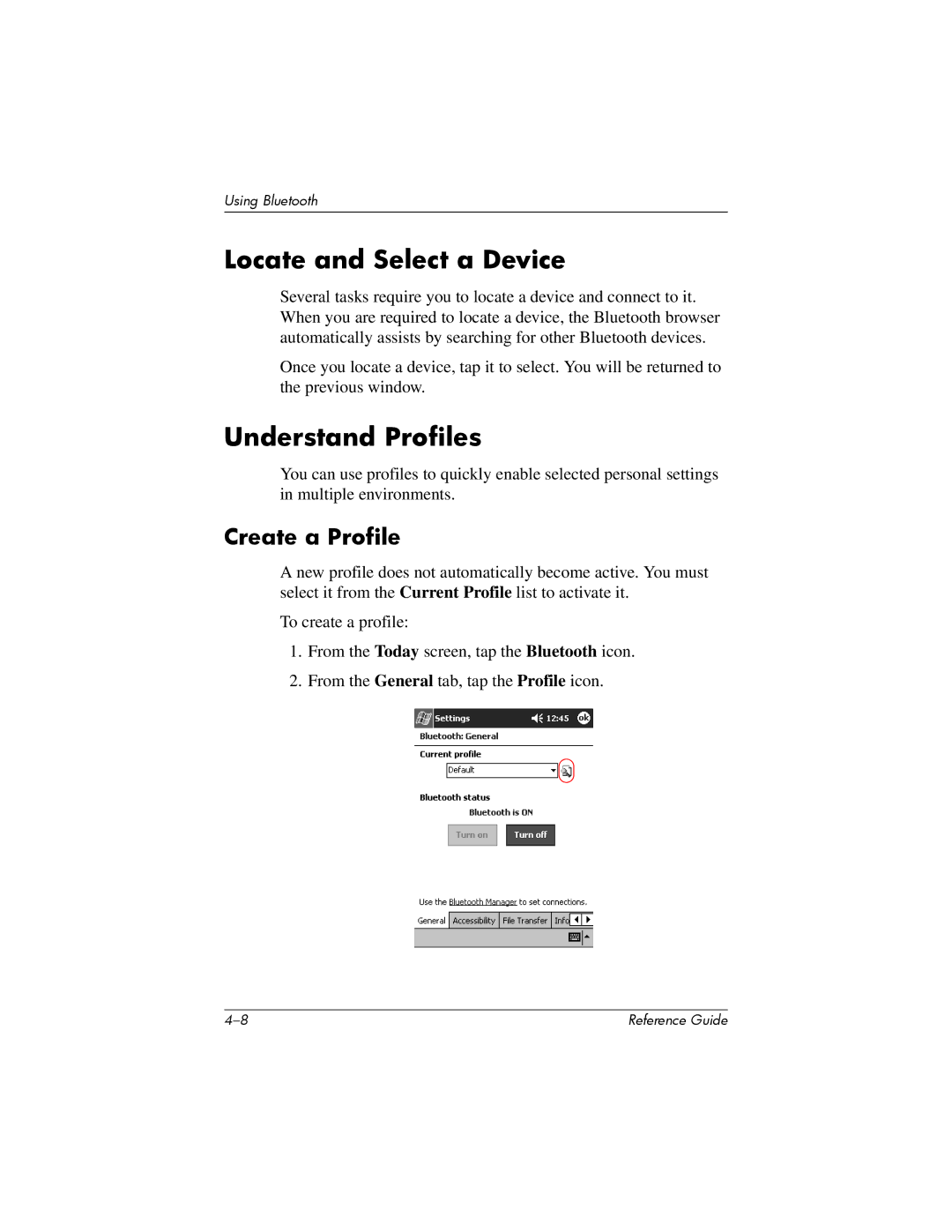 HP H5400 manual Locate and Select a Device, Understand Profiles, Create a Profile 