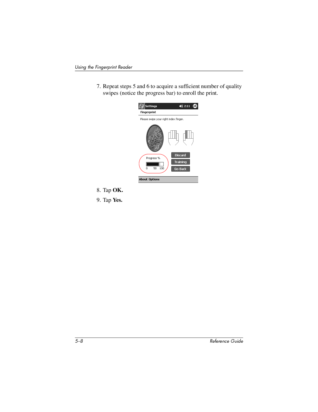 HP H5400 manual Using the Fingerprint Reader 