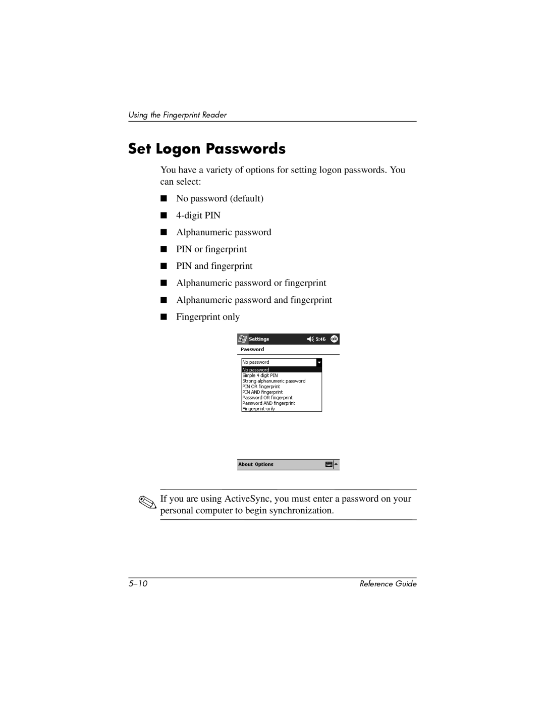 HP H5400 manual Set Logon Passwords 