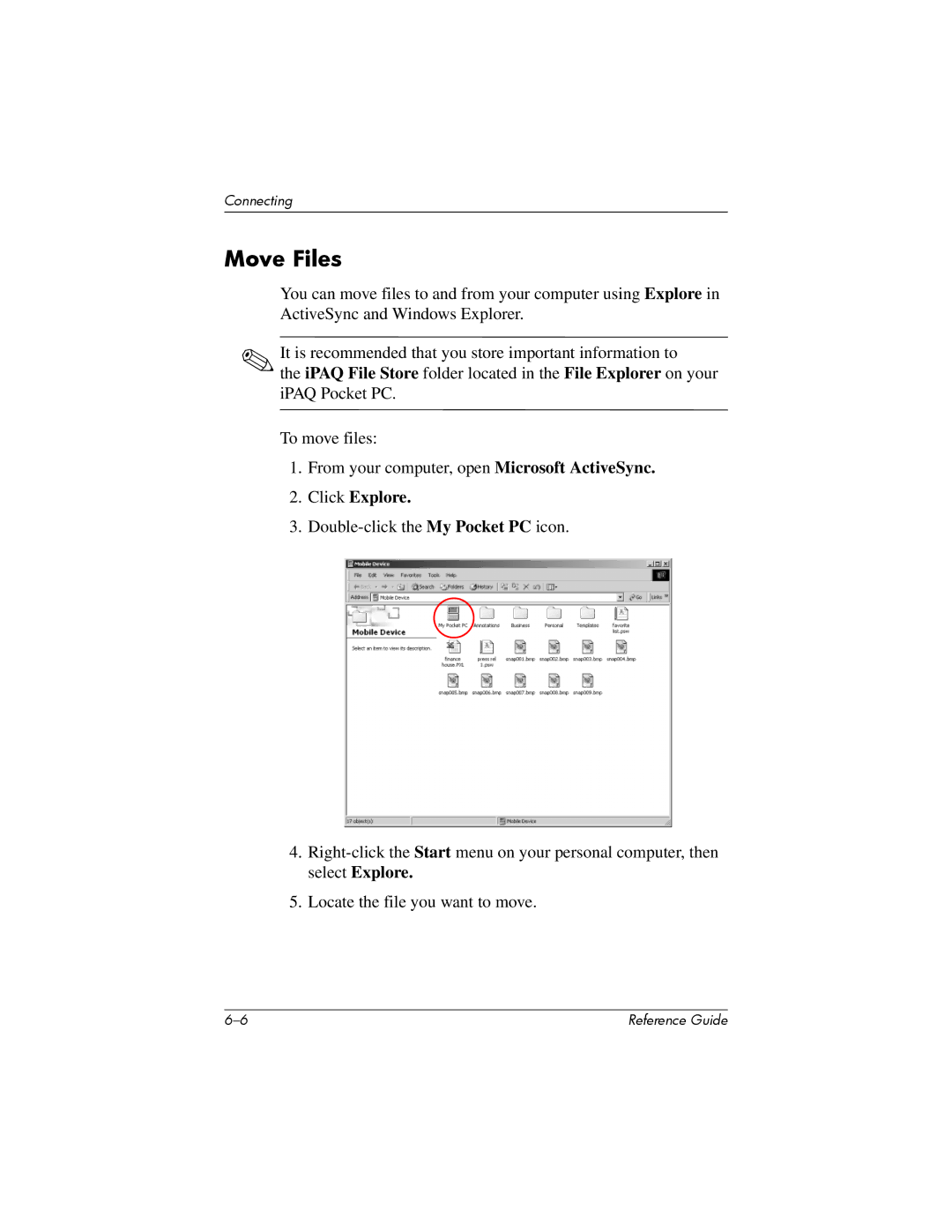 HP H5400 manual Move Files, Click Explore 