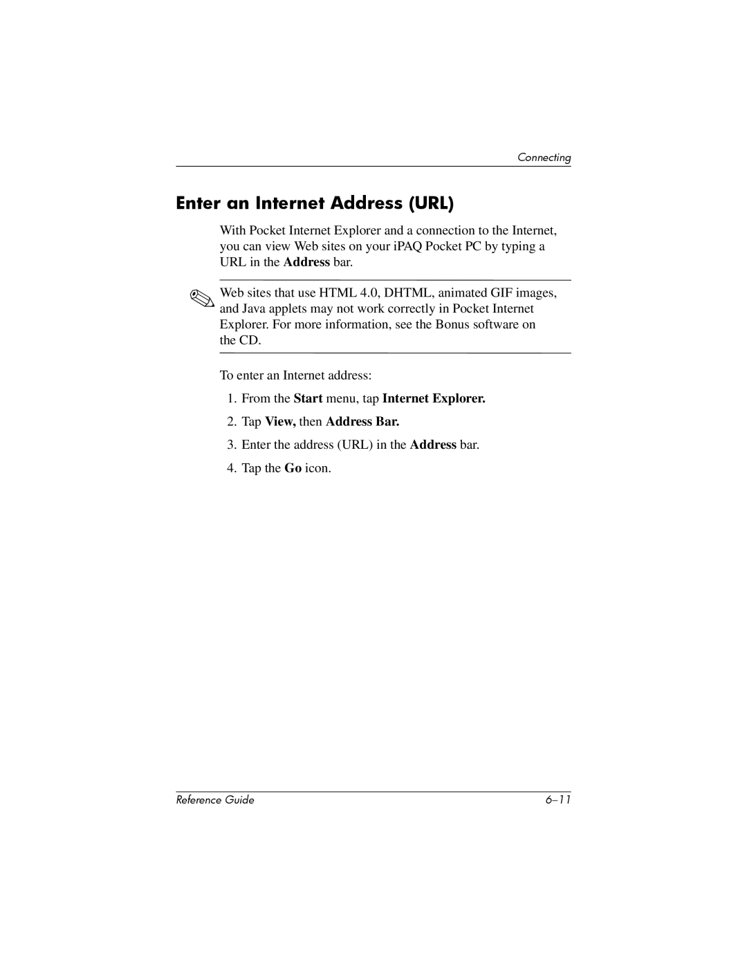 HP H5400 manual Enter an Internet Address URL 