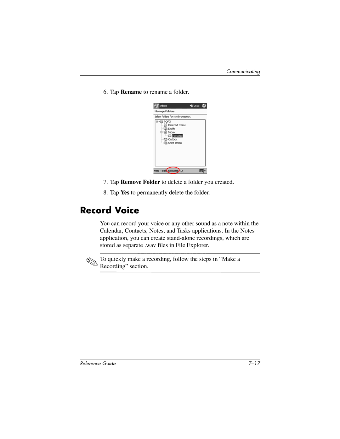 HP H5400 manual Record Voice 