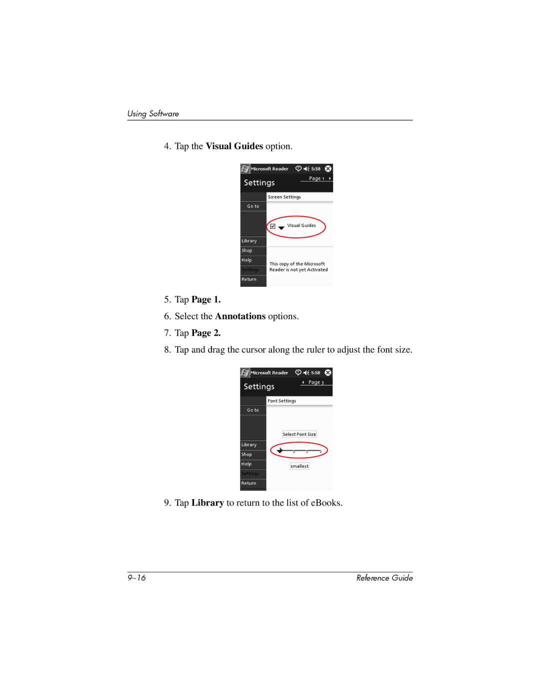 HP H5400 manual Tap 