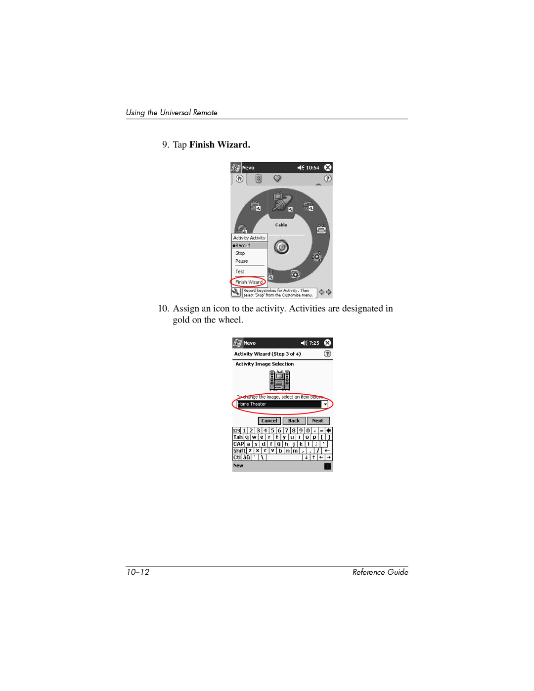 HP H5400 manual Tap Finish Wizard 