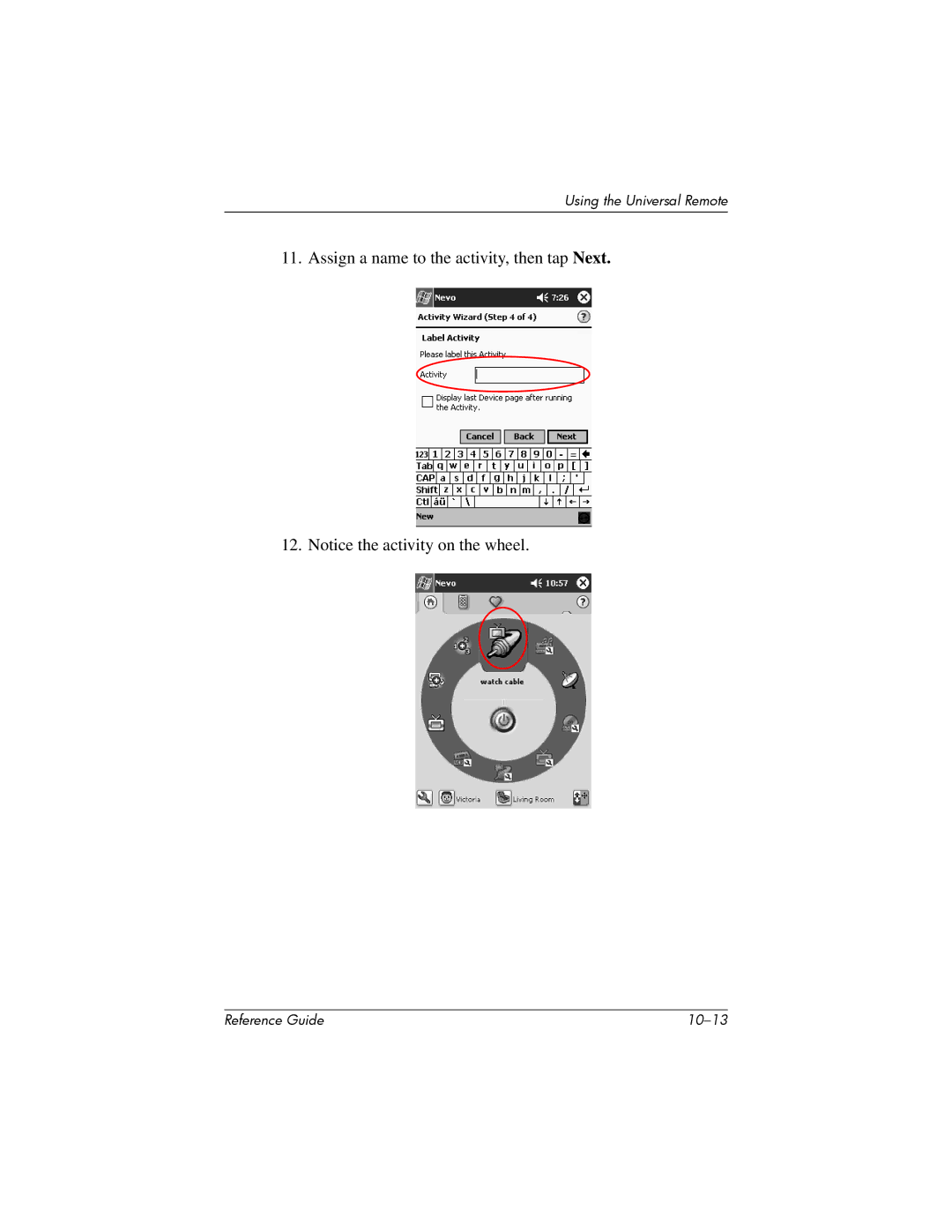 HP H5400 manual Assign a name to the activity, then tap Next 