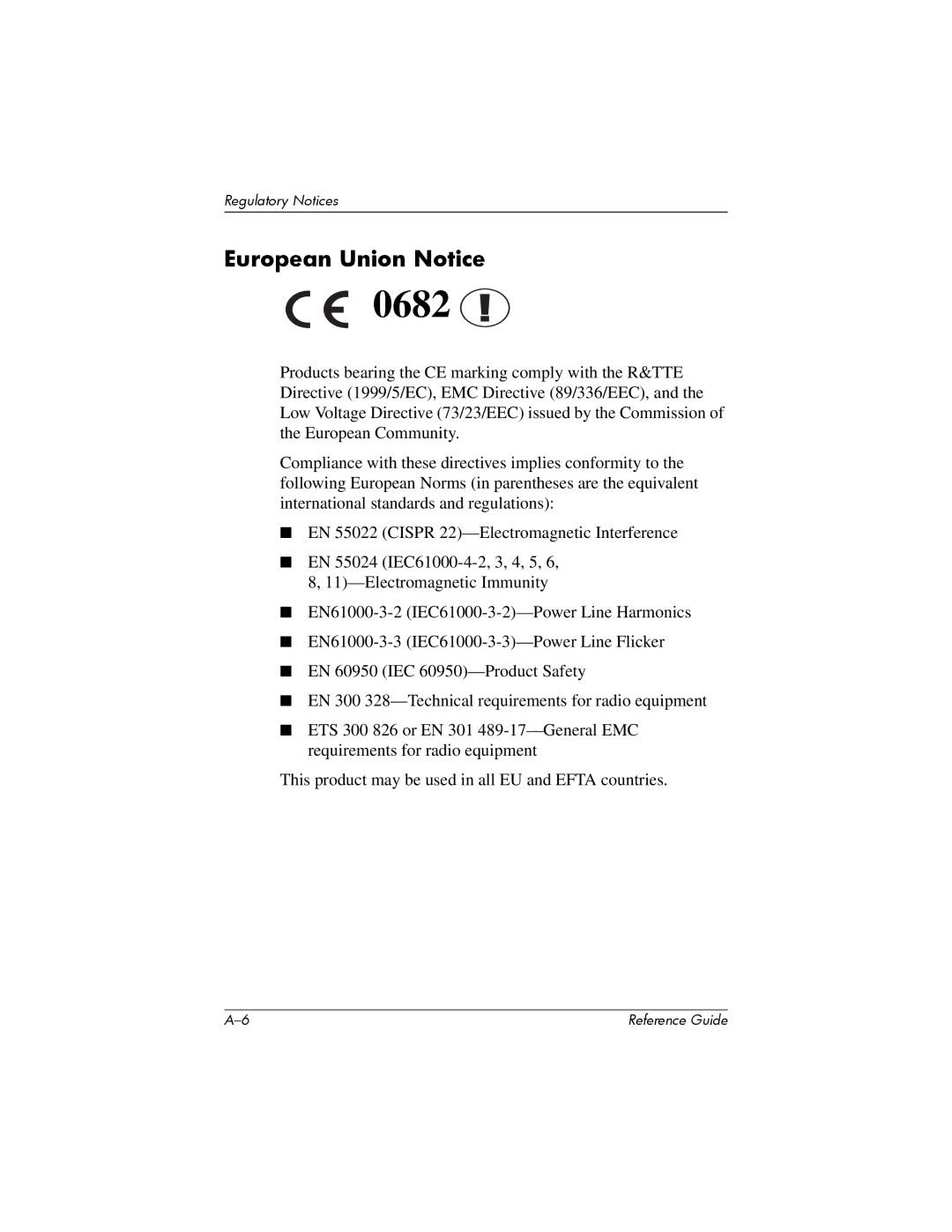 HP H5400 manual 0682, European Union Notice 