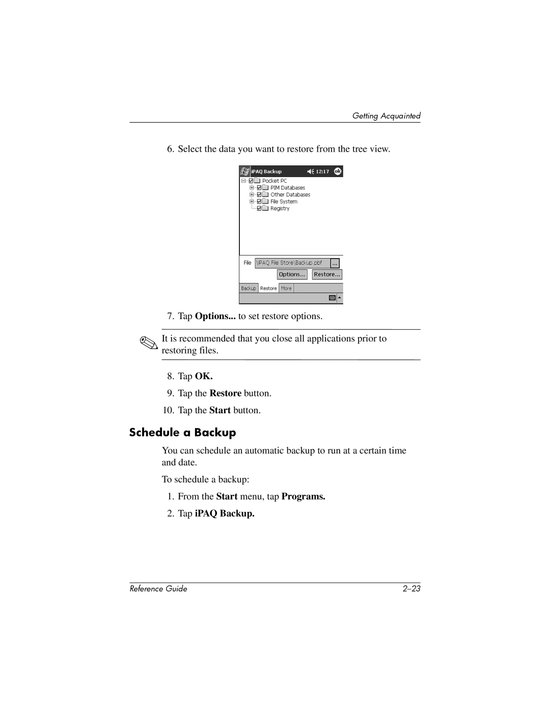 HP H5400 manual Schedule a Backup 