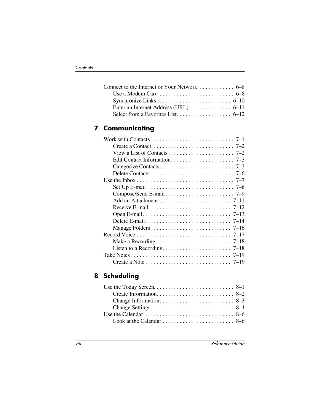 HP H5400 manual Communicating, Scheduling 