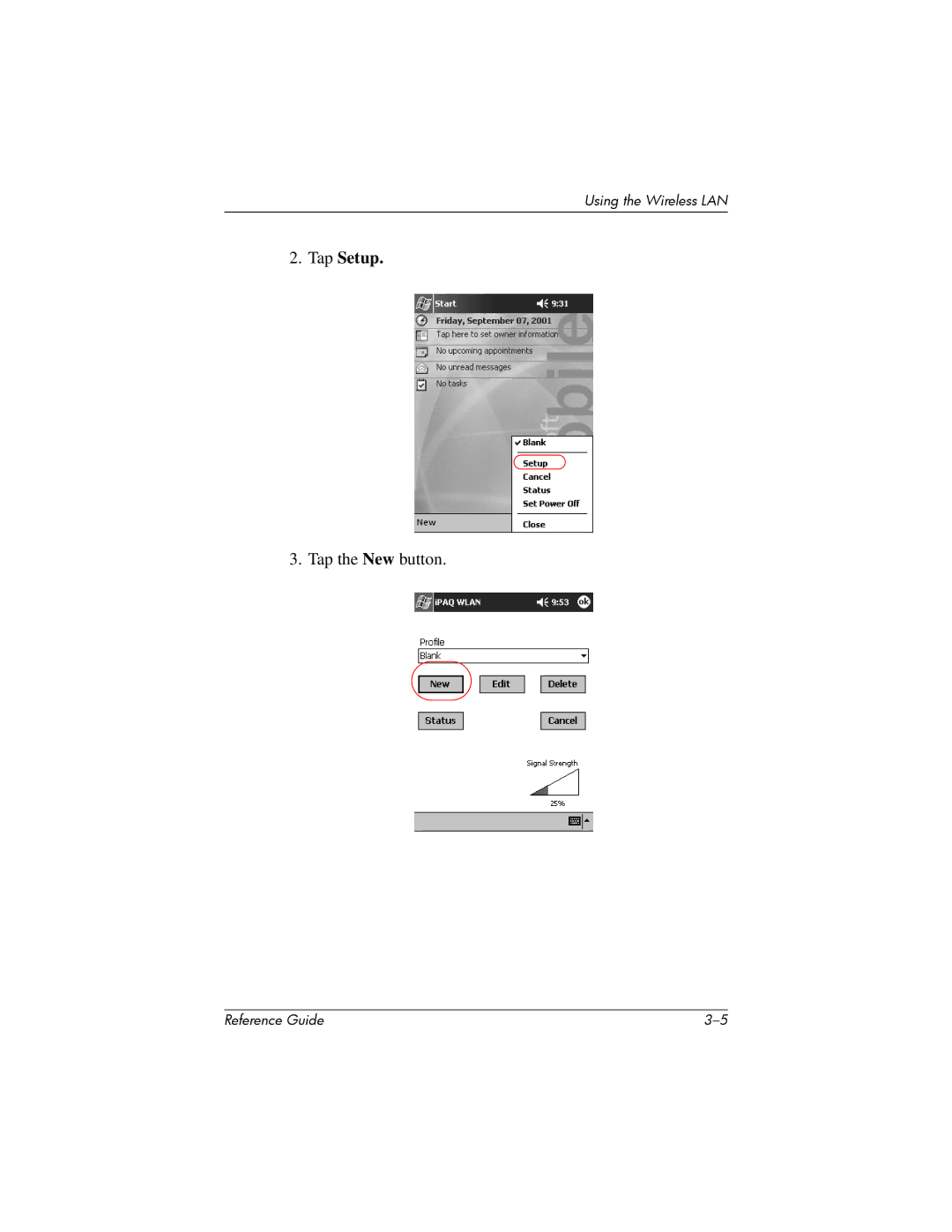 HP H5400 manual Tap Setup 