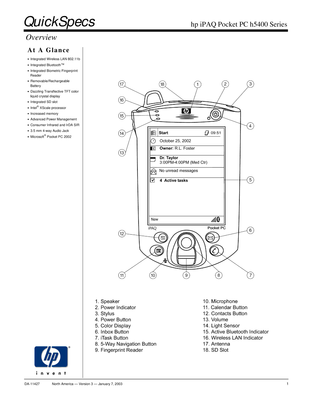 HP H5400 manual QuickSpecs, Overview 