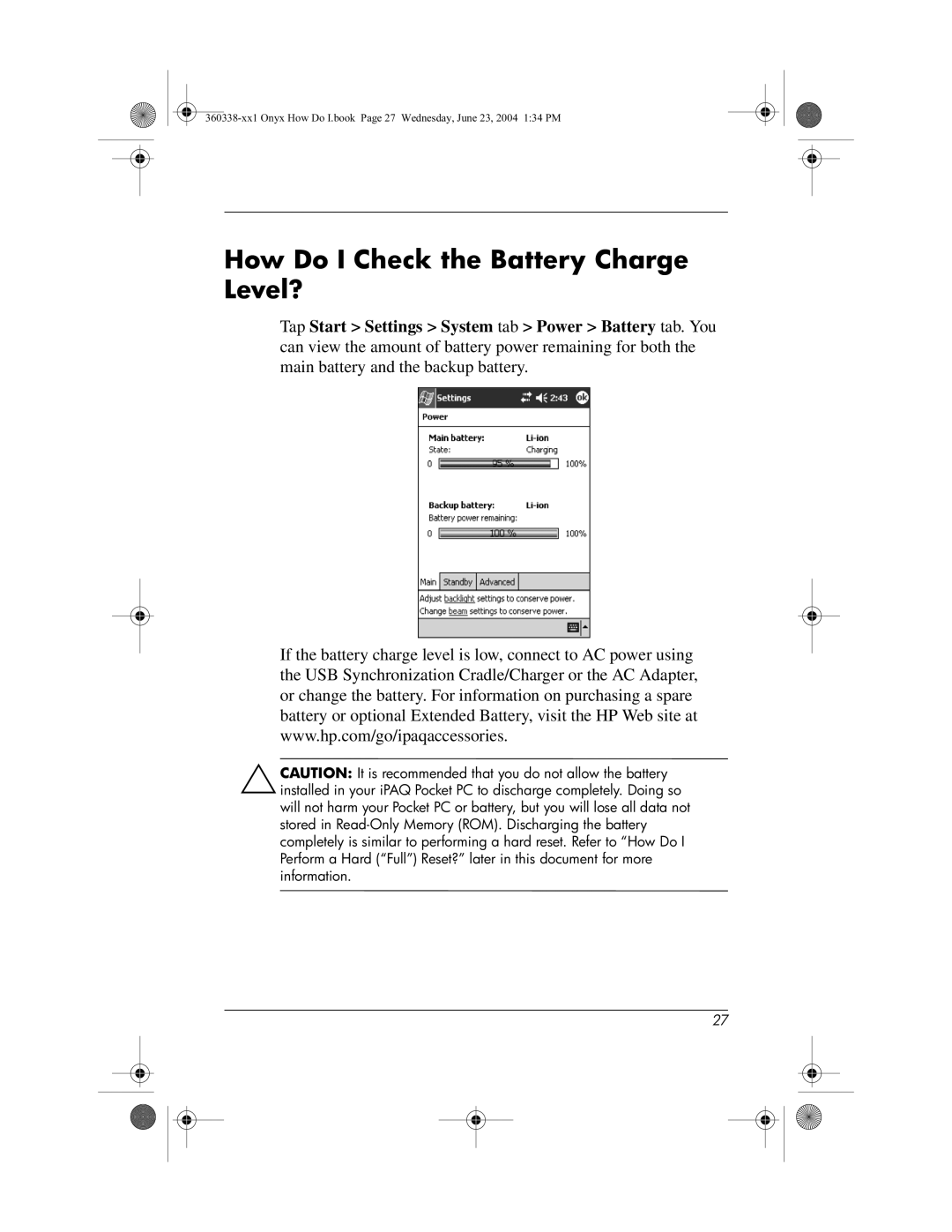 HP h6300 manual How Do I Check the Battery Charge Level? 