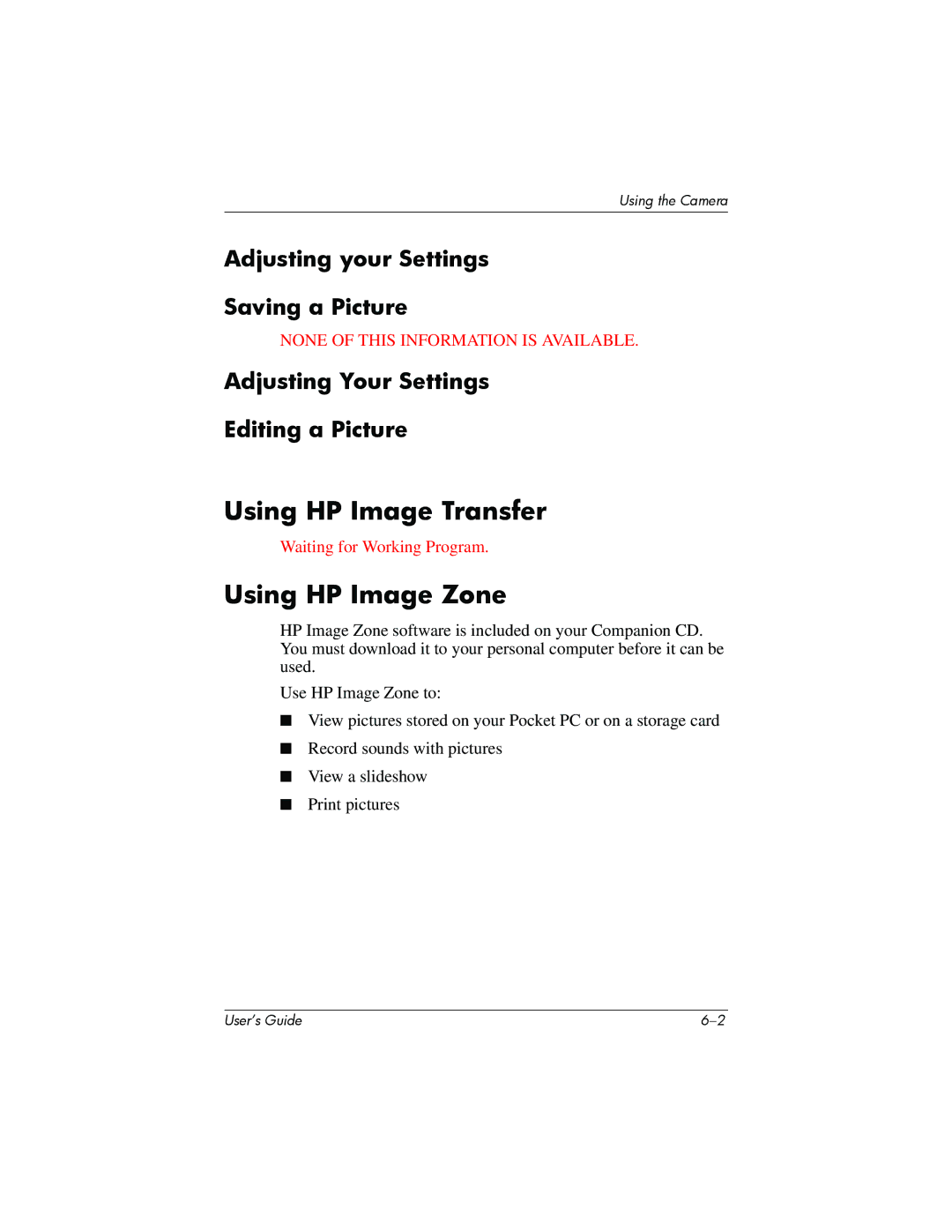 HP h6300 manual Using HP Image Transfer, Using HP Image Zone, Adjusting your Settings Saving a Picture 