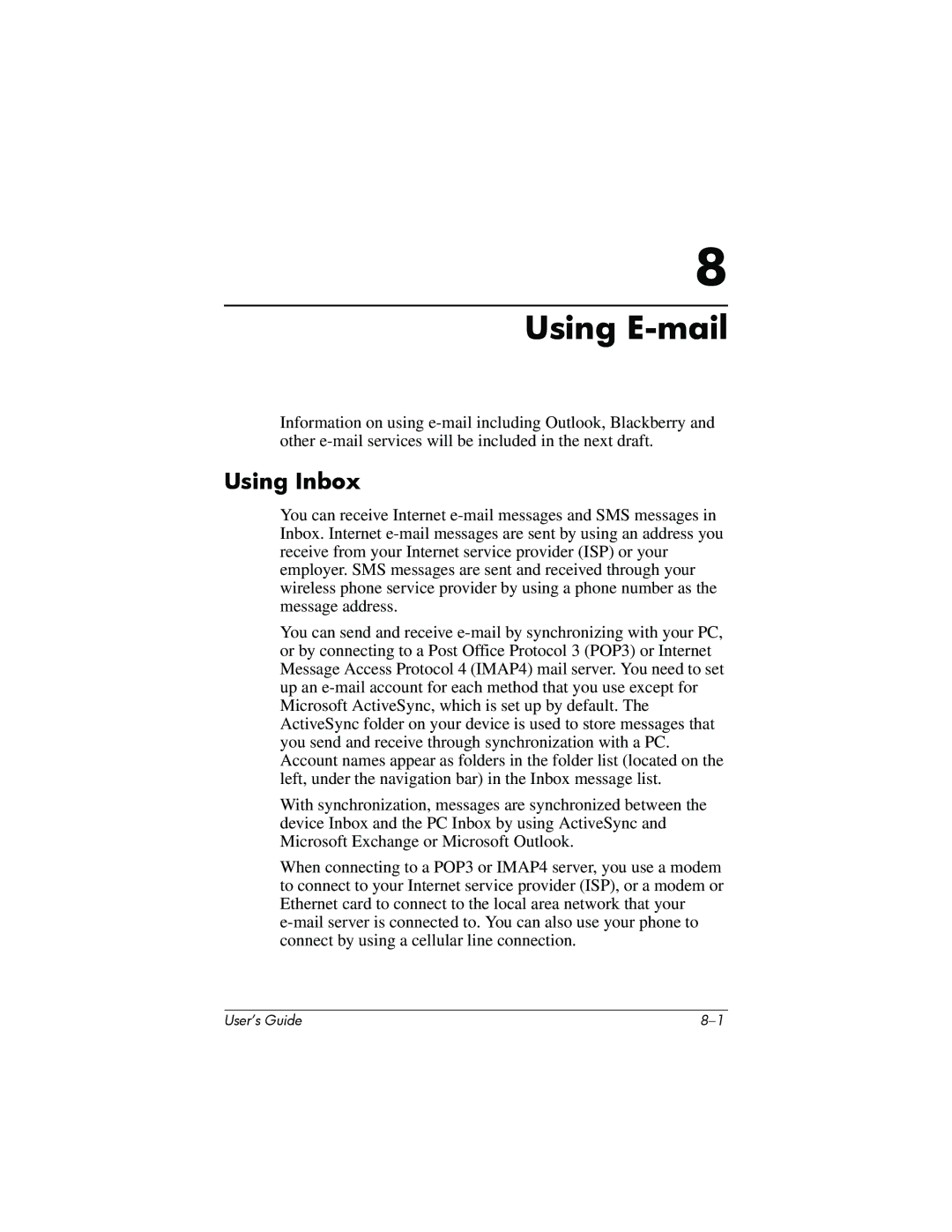 HP h6300 manual Using E-mail, Using Inbox 