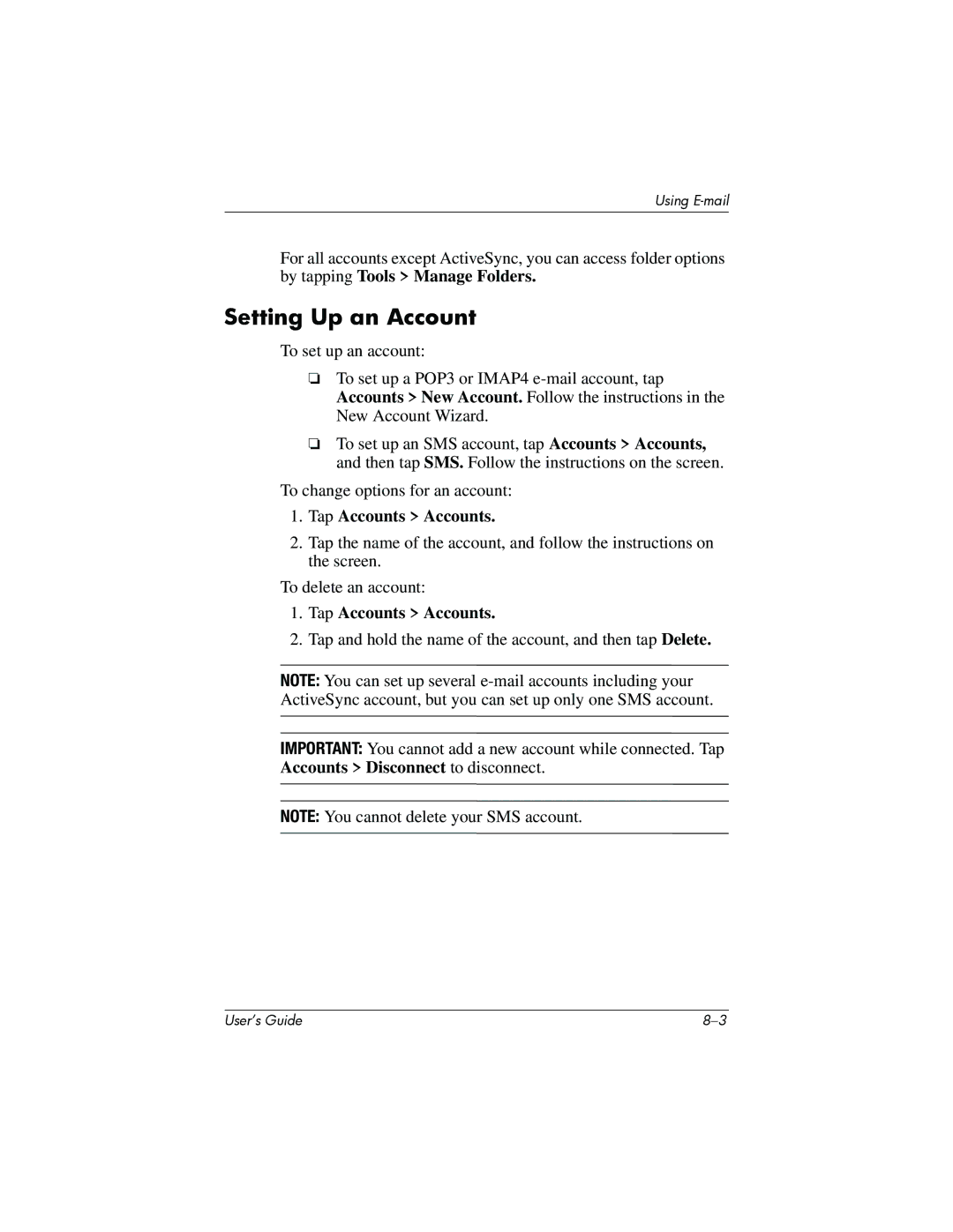 HP h6300 manual Setting Up an Account, Tap Accounts Accounts 