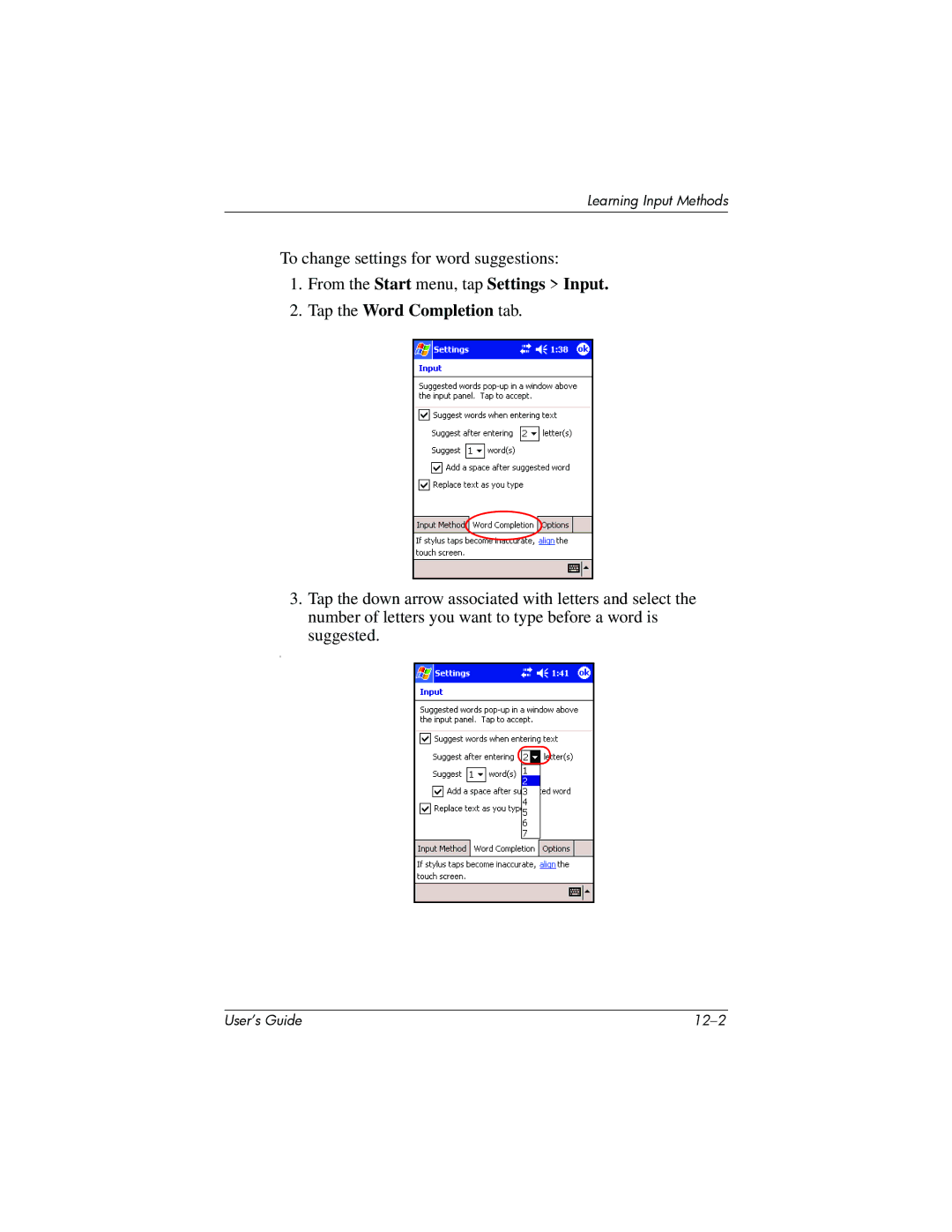 HP h6300 manual Tap the Word Completion tab 