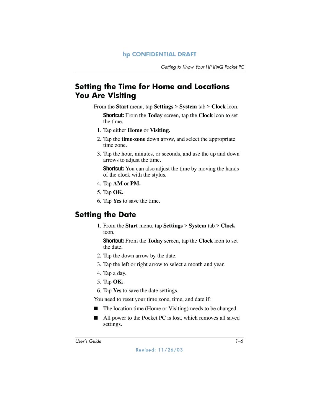 HP h6300 manual Setting the Time for Home and Locations You Are Visiting, Setting the Date 