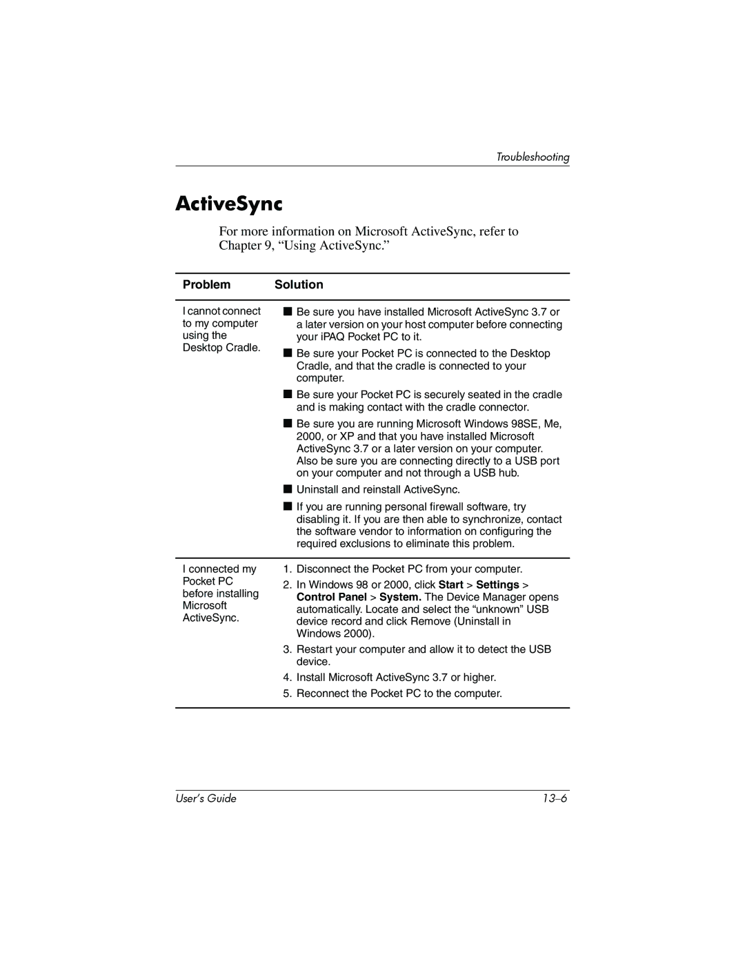 HP h6300 manual ActiveSync 