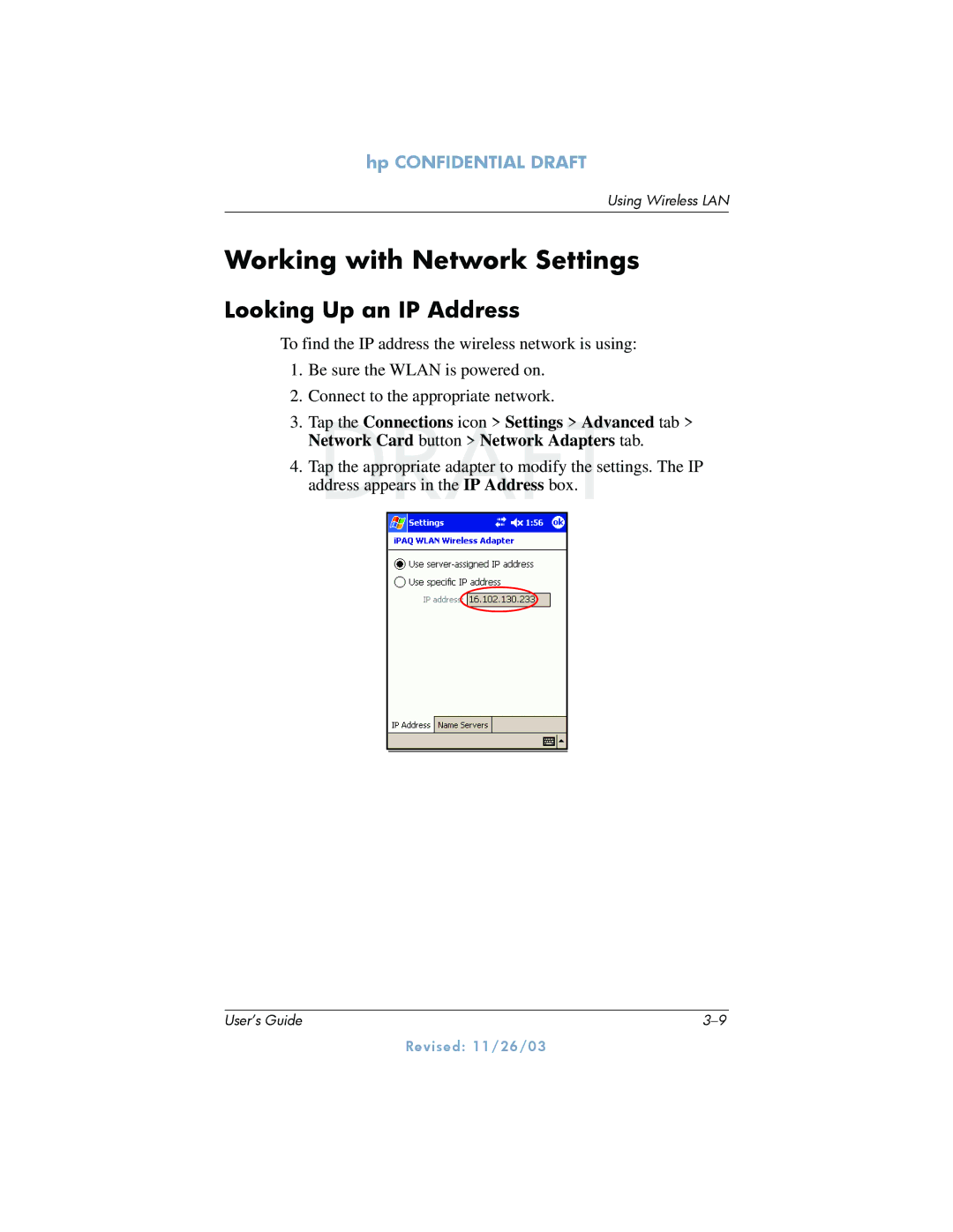 HP h6300 manual Working with Network Settings, Looking Up an IP Address 