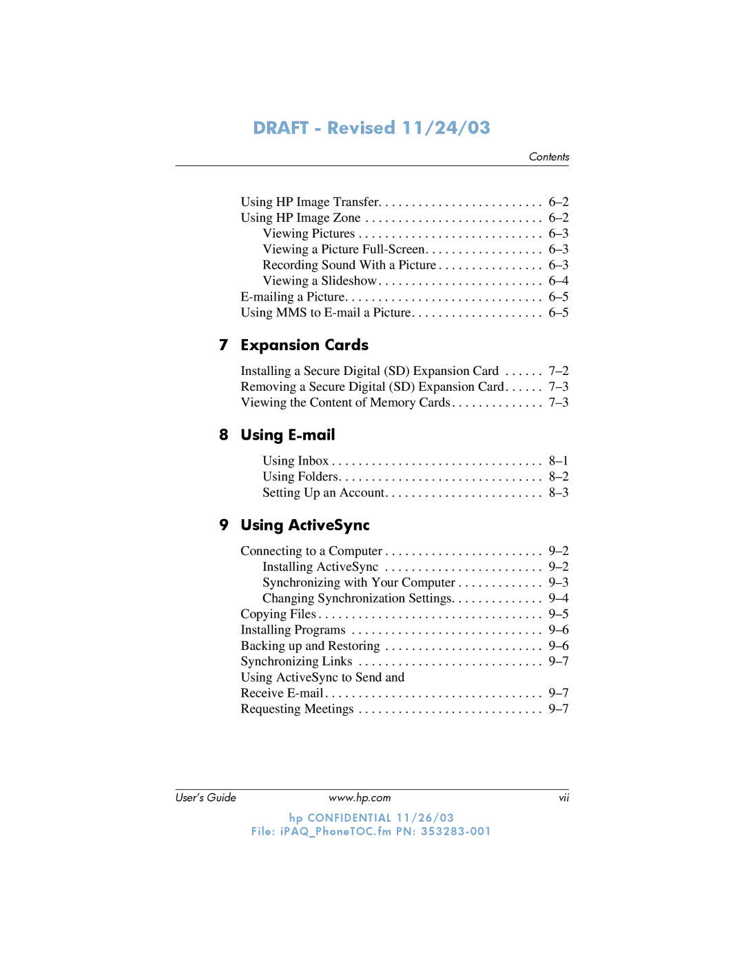 HP h6300 manual Expansion Cards, Using E-mail, Using ActiveSync 