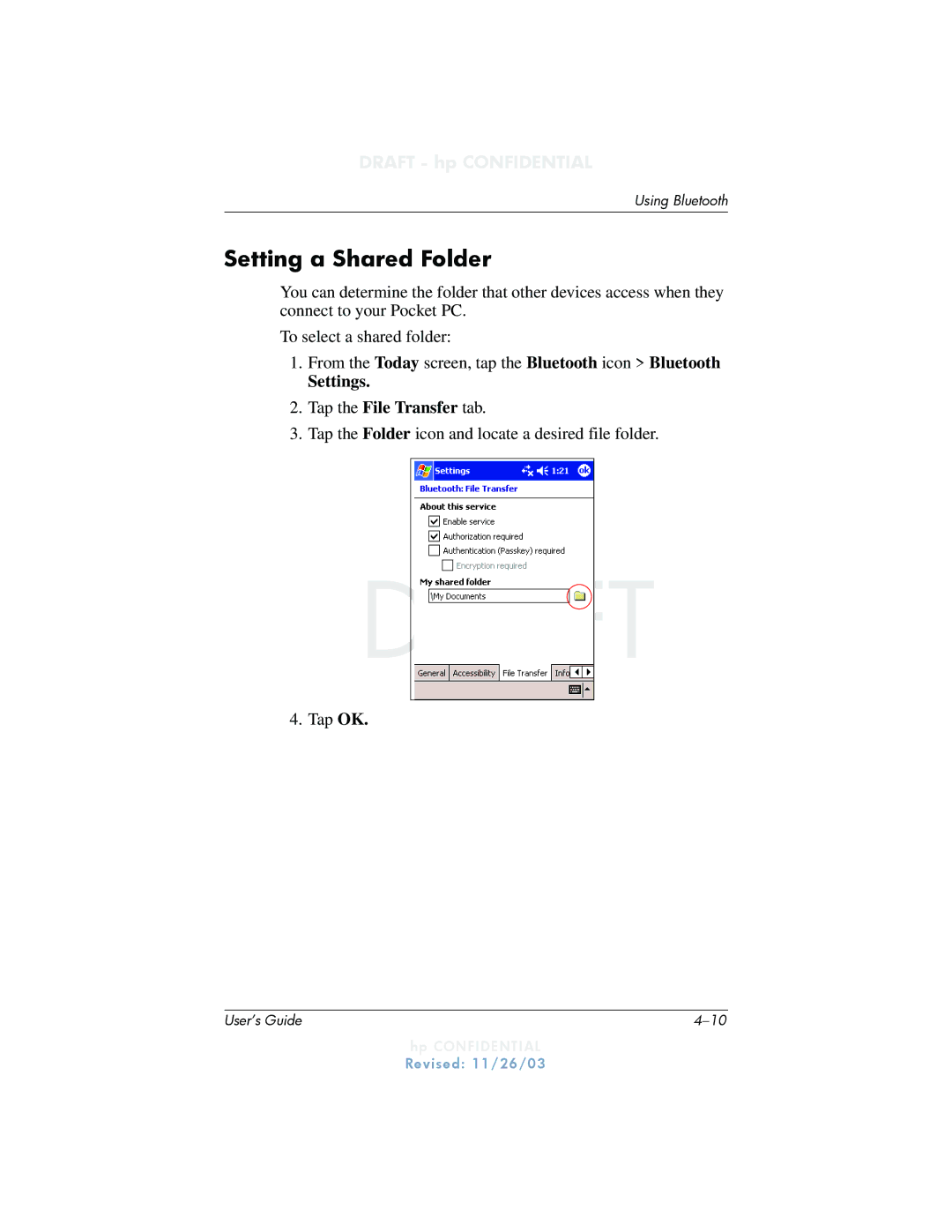 HP h6300 manual Setting a Shared Folder, Settings Tap the File Transfer tab 