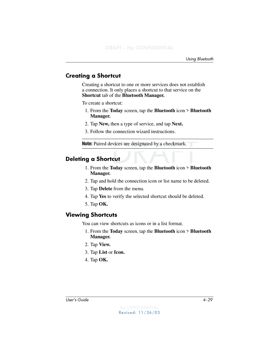 HP h6300 manual Creating a Shortcut, Deleting a Shortcut, Viewing Shortcuts, Manager Tap View Tap List or Icon 