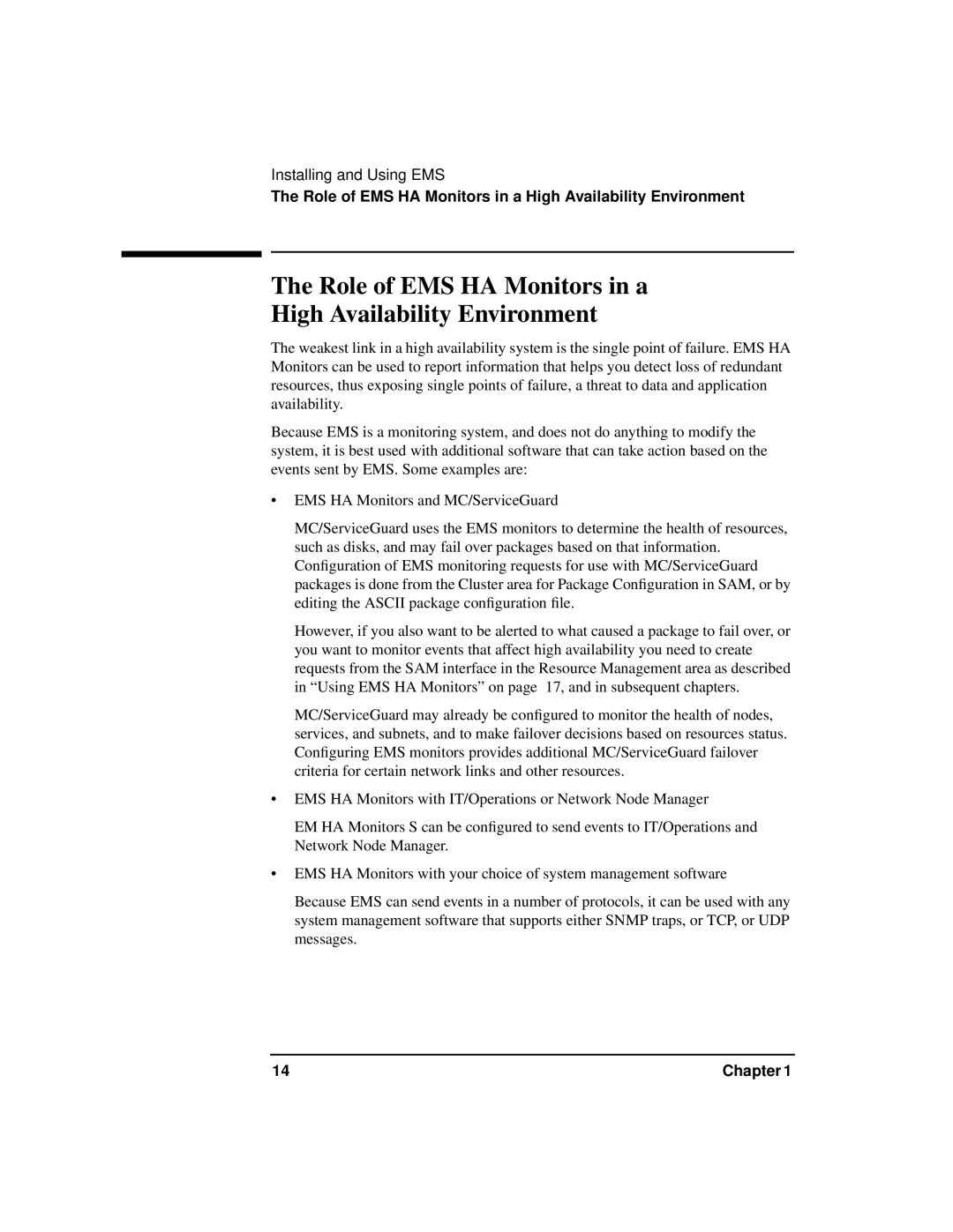 HP HA s Software manual Role of EMS HA Monitors in a High Availability Environment 