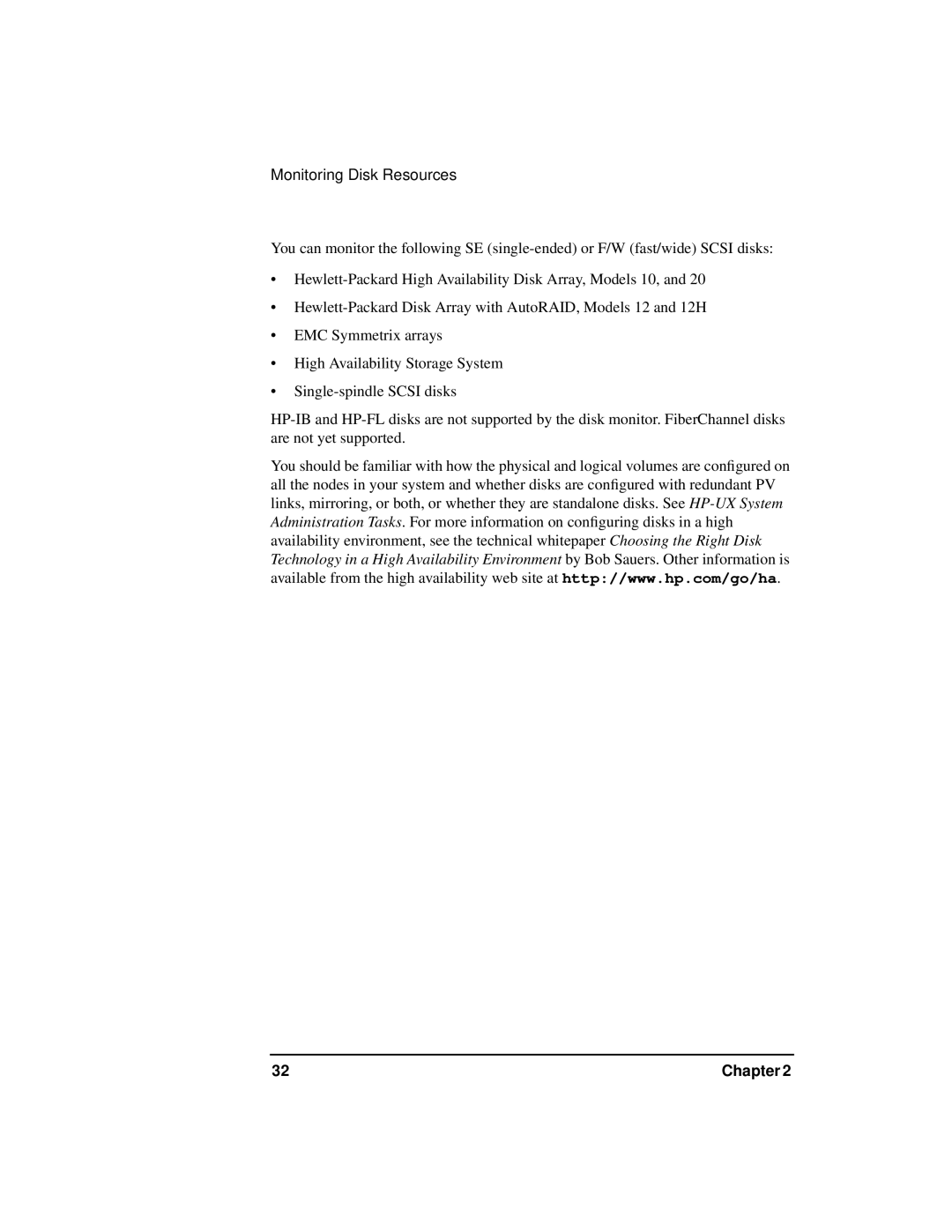 HP HA s Software manual Monitoring Disk Resources 