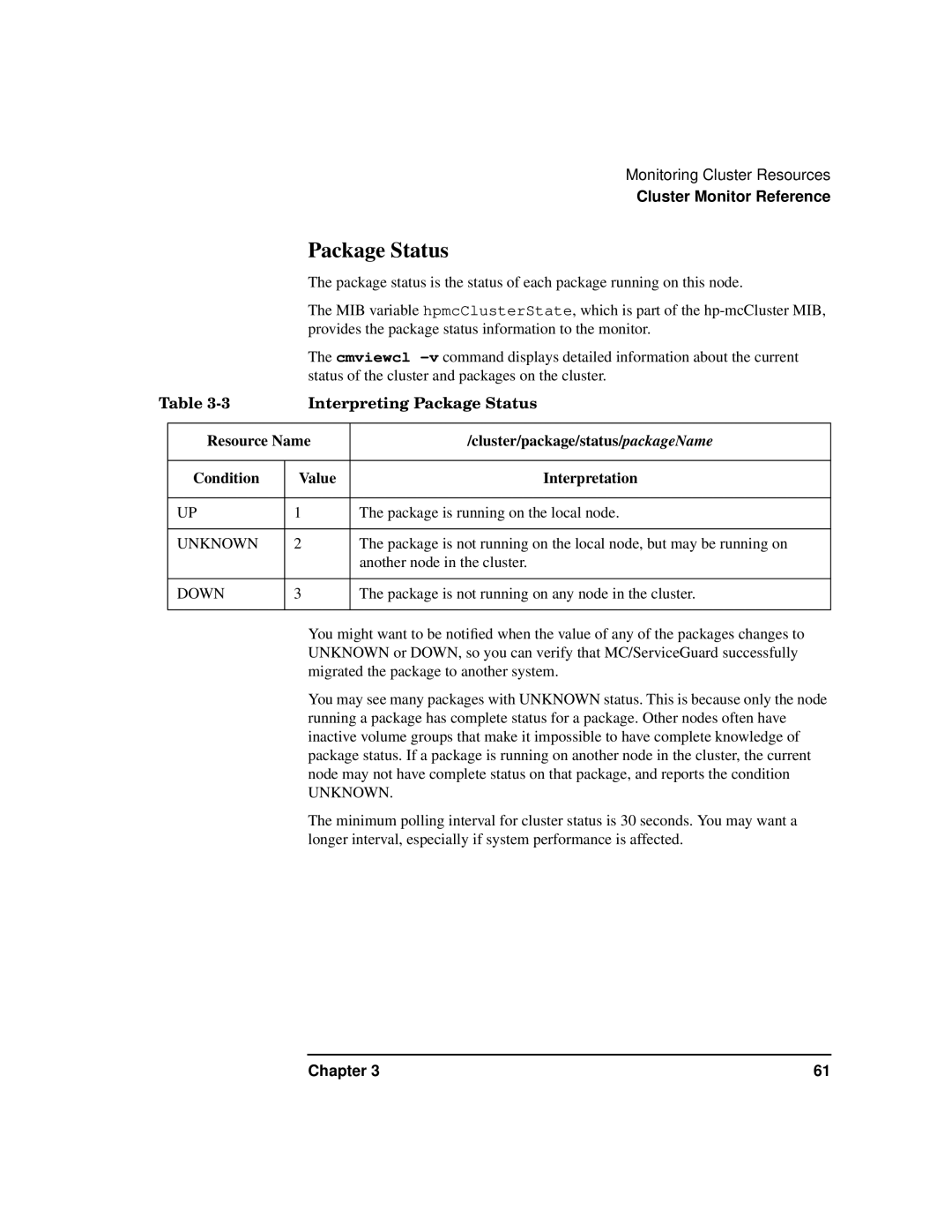 HP HA s Software manual Interpreting Package Status 