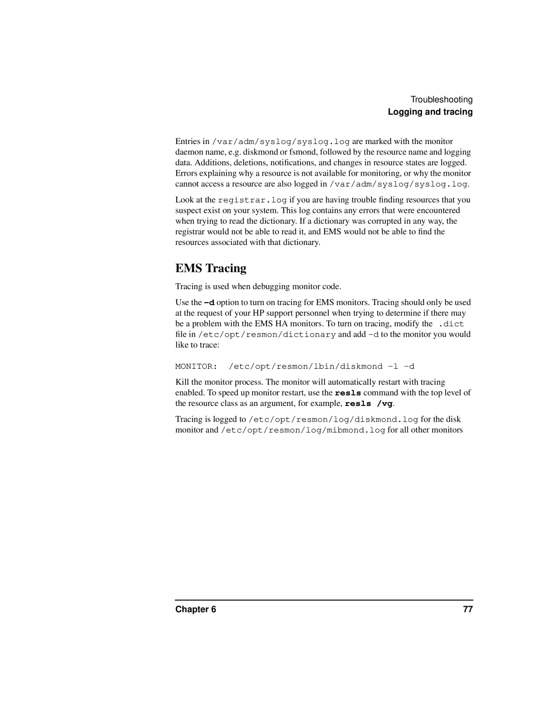 HP HA s Software manual EMS Tracing 