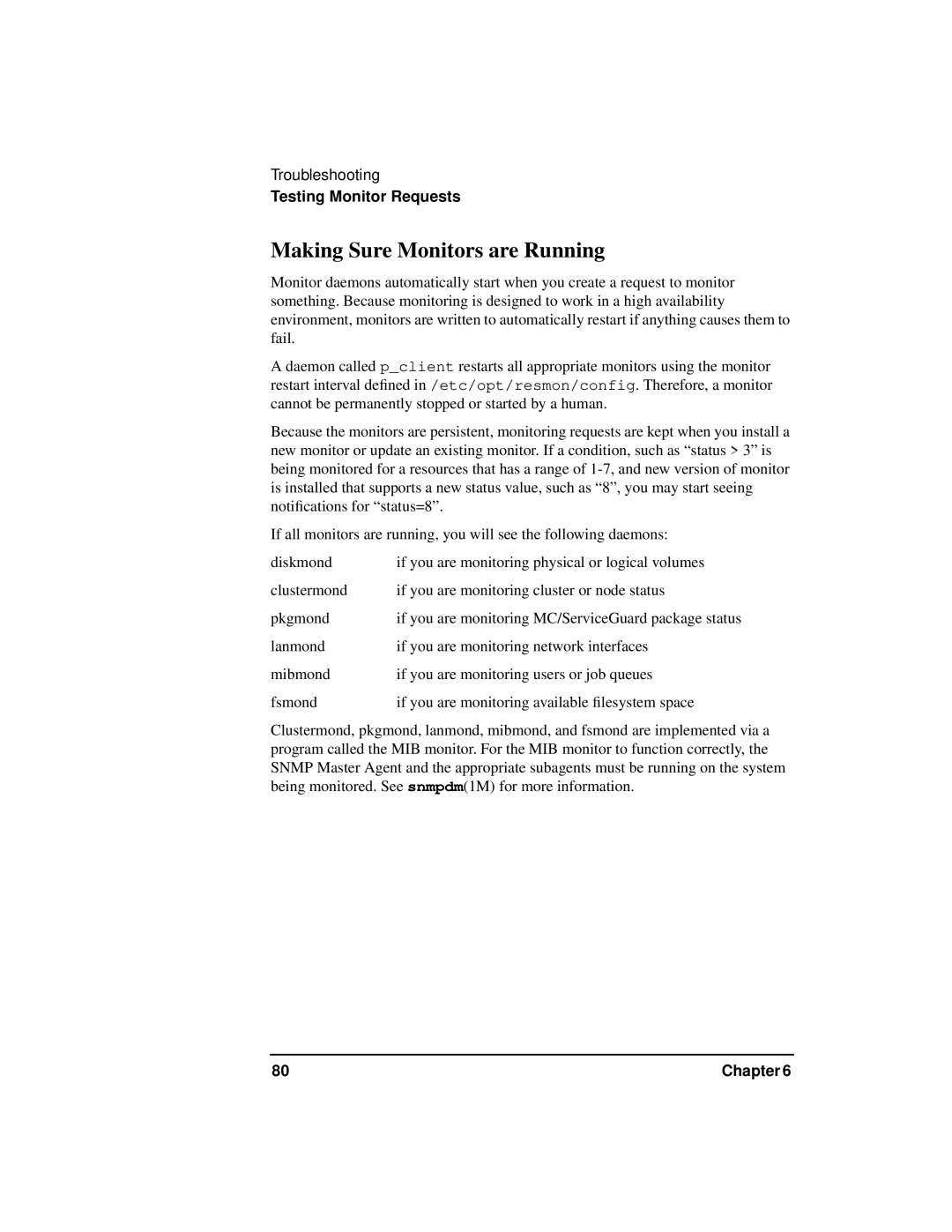 HP HA s Software manual Making Sure Monitors are Running 