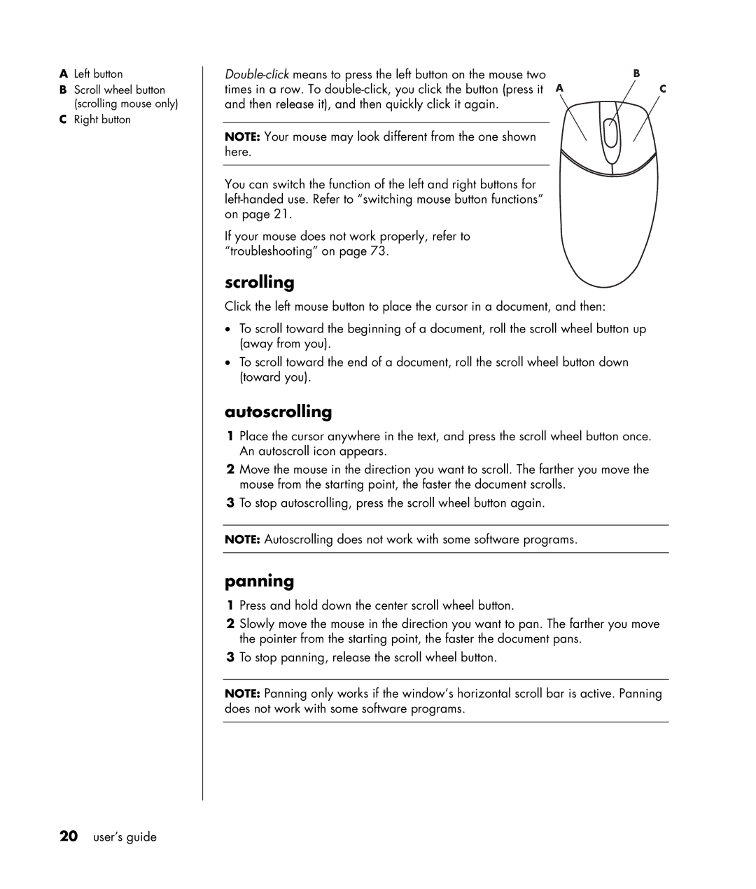 HP HB4 manual Autoscrolling, Panning 