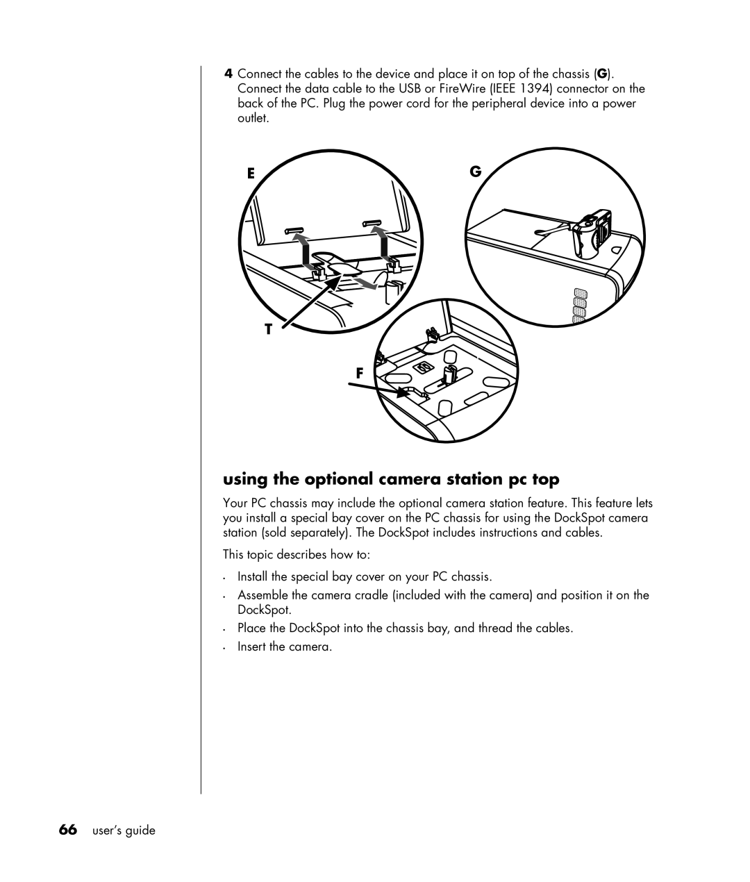 HP HB4 manual Using the optional camera station pc top 