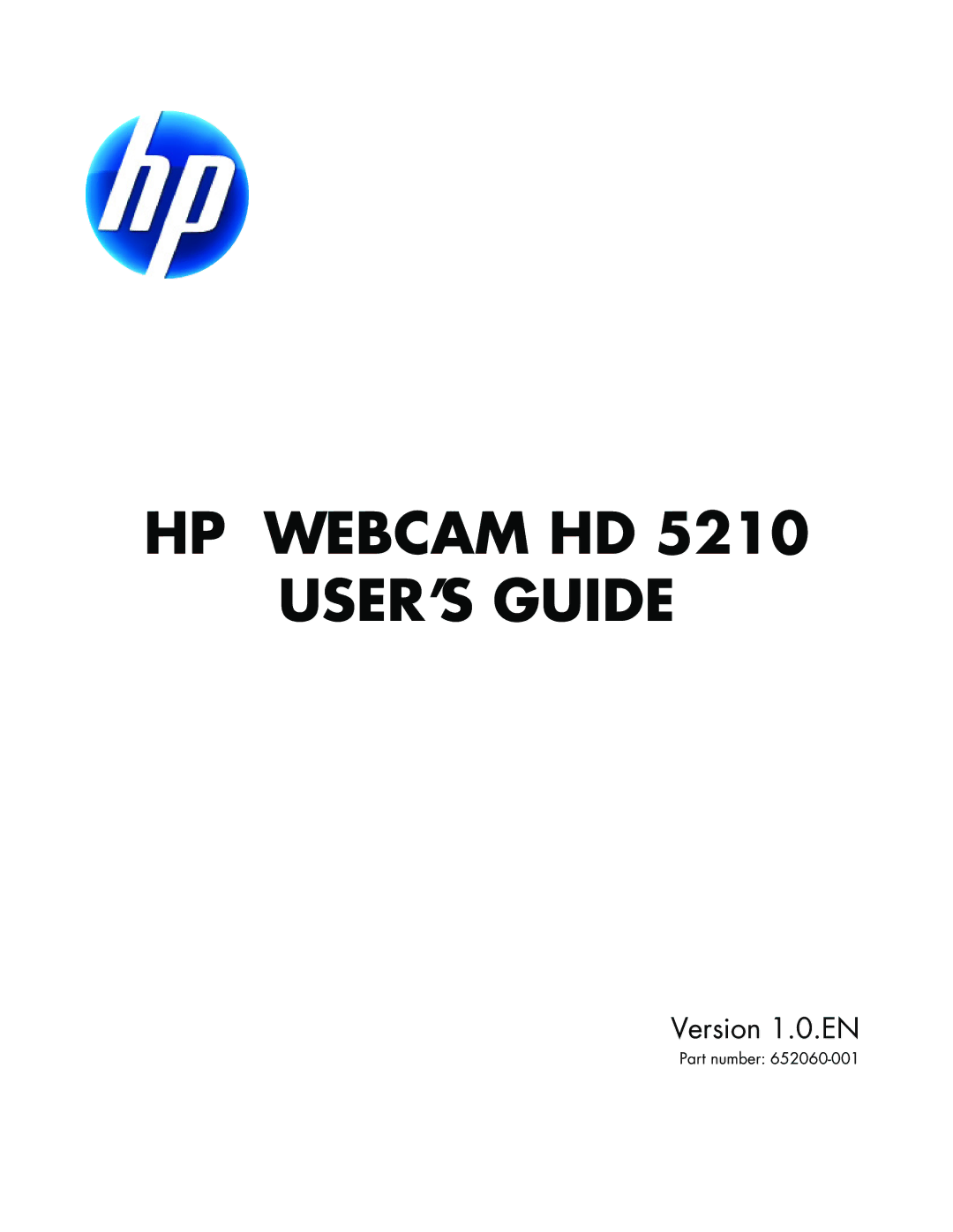 HP HD 5210 manual HP Webcam HD USER’S Guide 