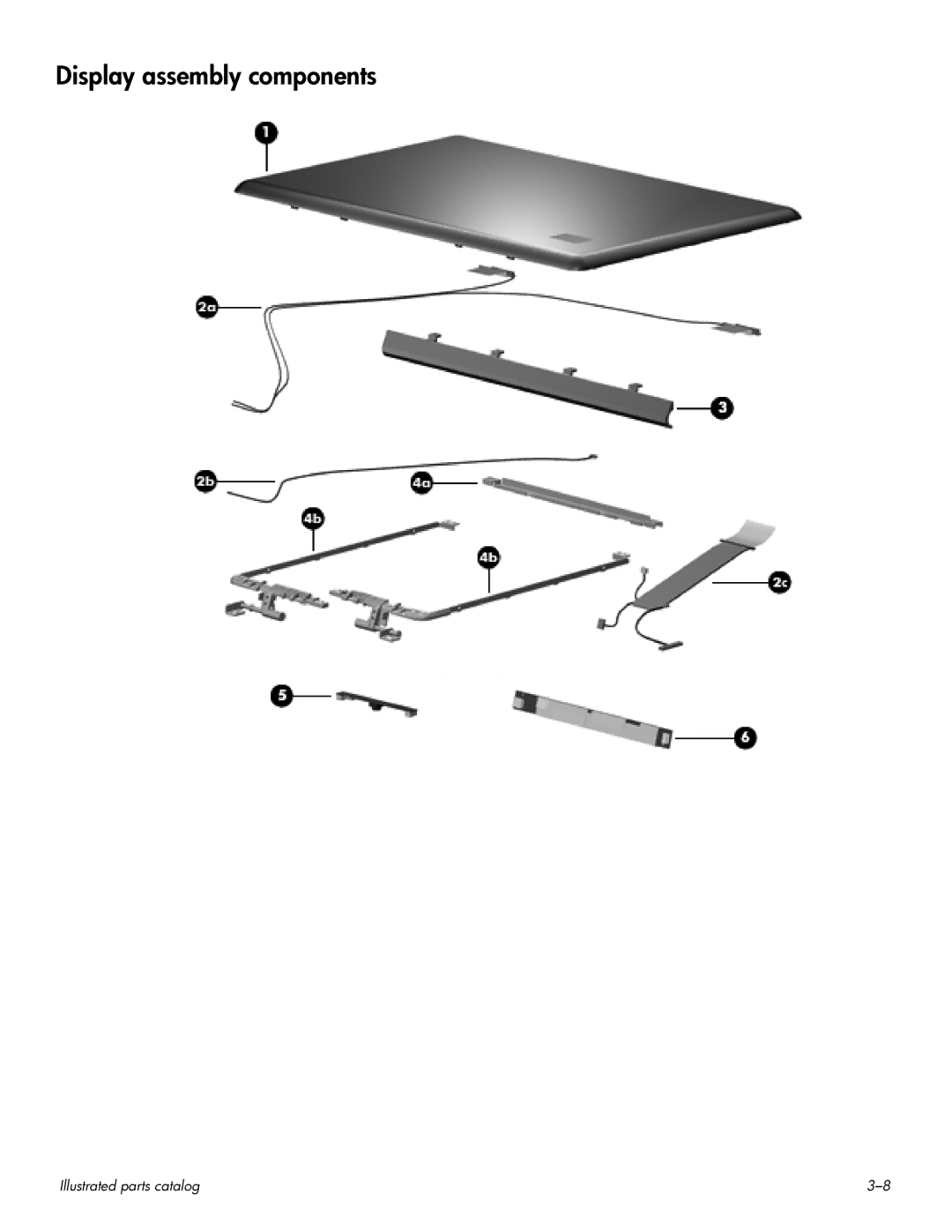 HP HDX 16 manual Display assembly components 