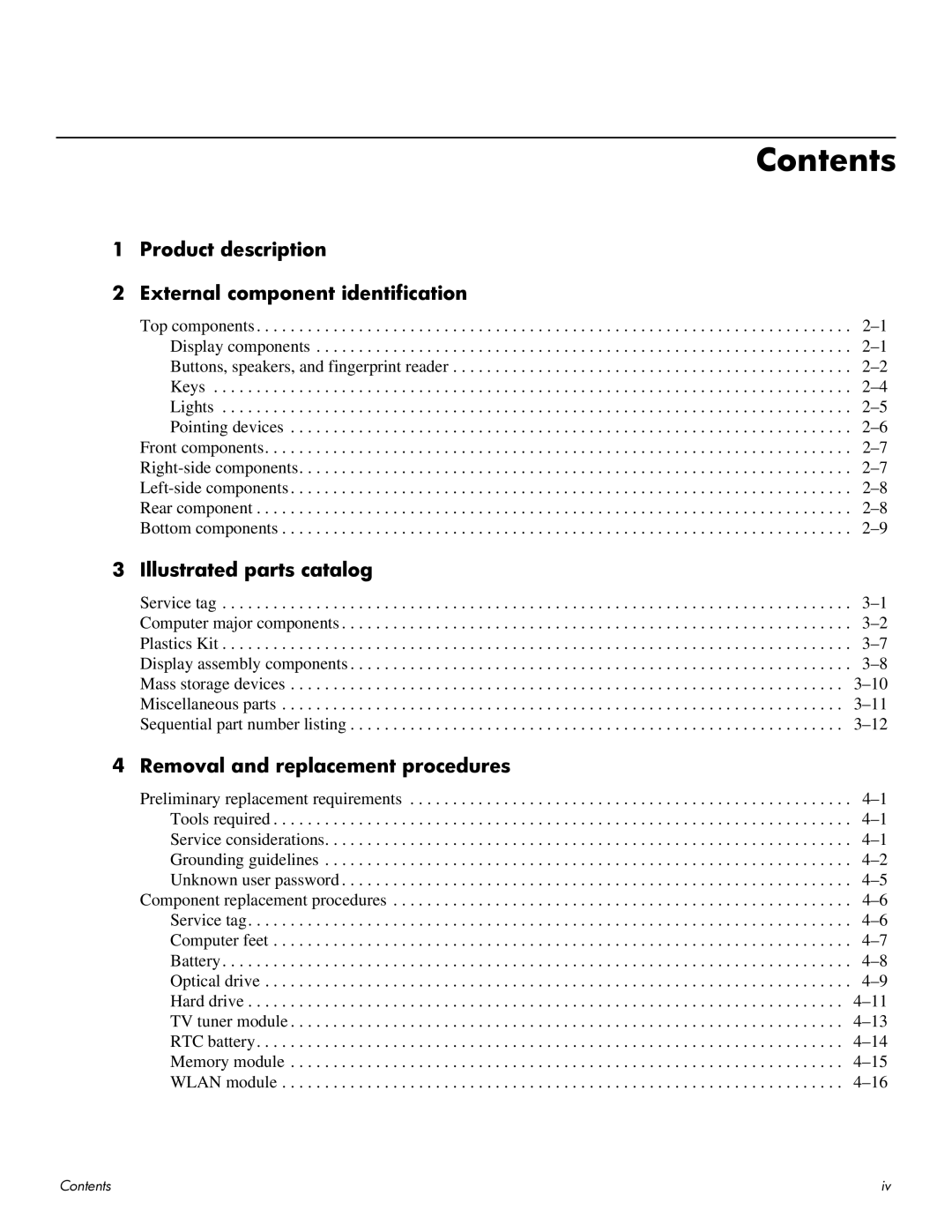 HP HDX 16 manual Contents 