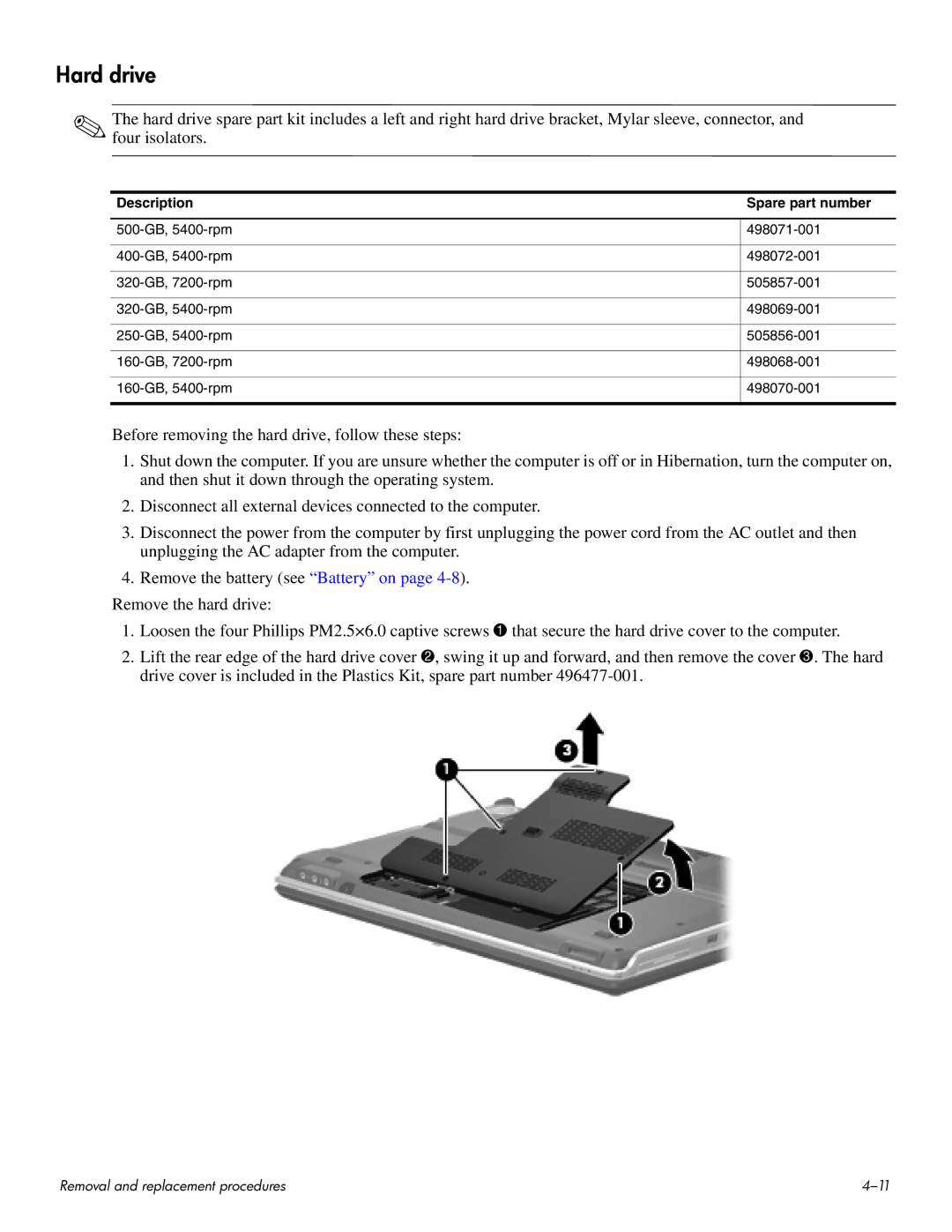 HP HDX 16 manual Hard drive 