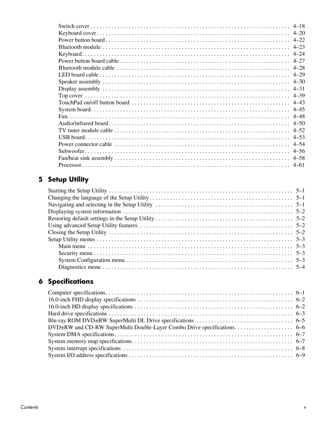 HP HDX 16 manual Setup Utility 