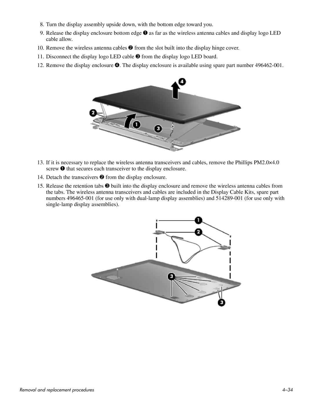 HP HDX 16 manual Removal and replacement procedures 