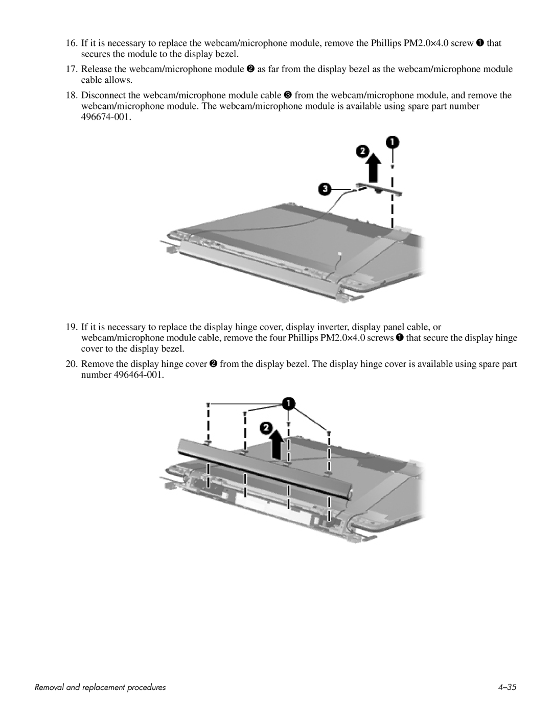 HP HDX 16 manual Removal and replacement procedures 