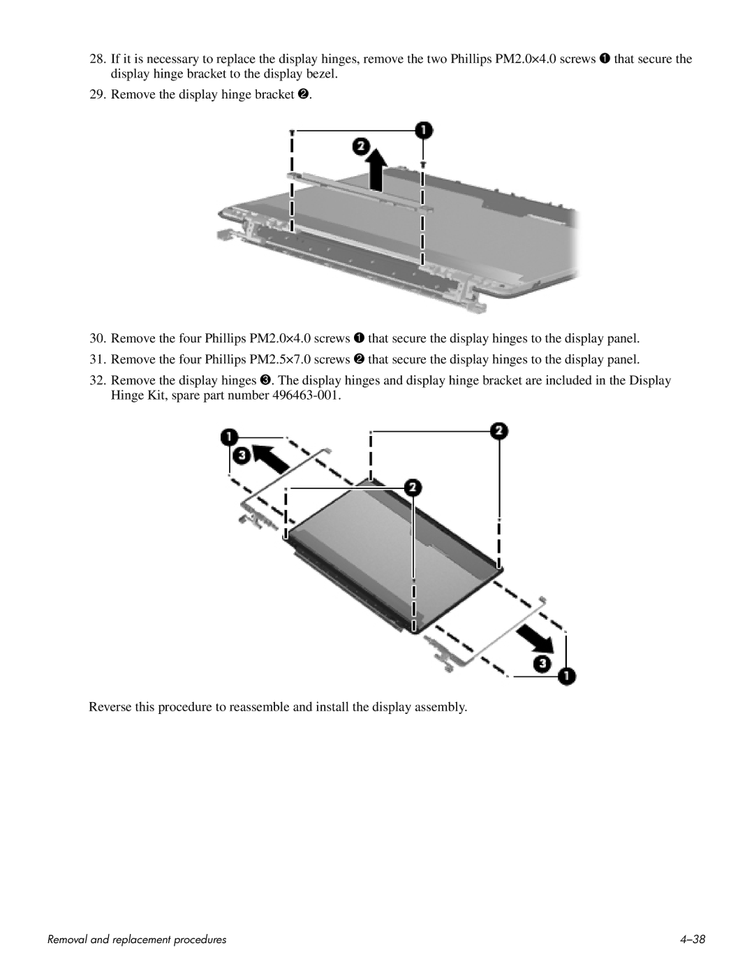 HP HDX 16 manual Removal and replacement procedures 