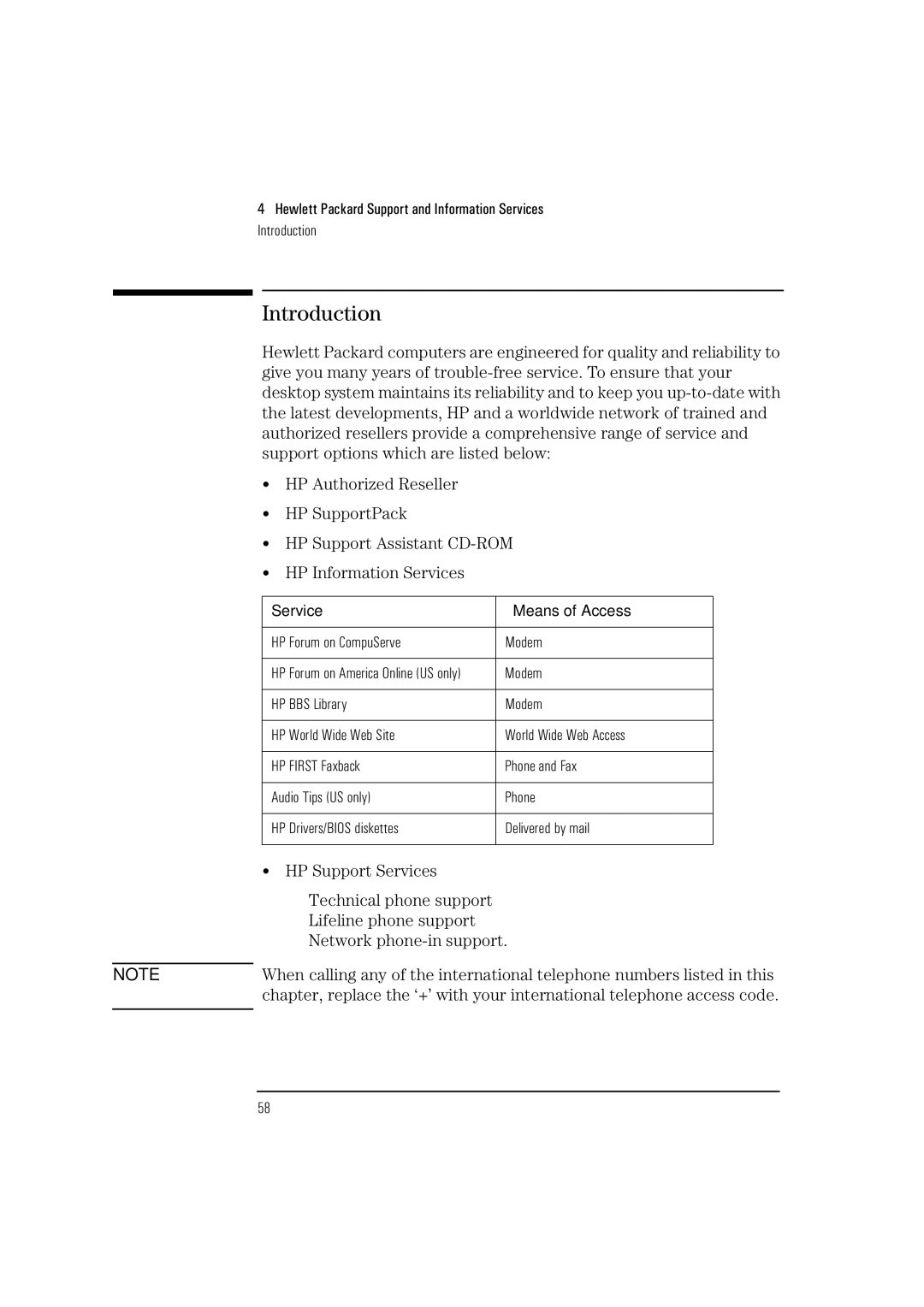 HP HEWLET VECTRA VA 6/XXX manual Introduction, Service Means of Access 