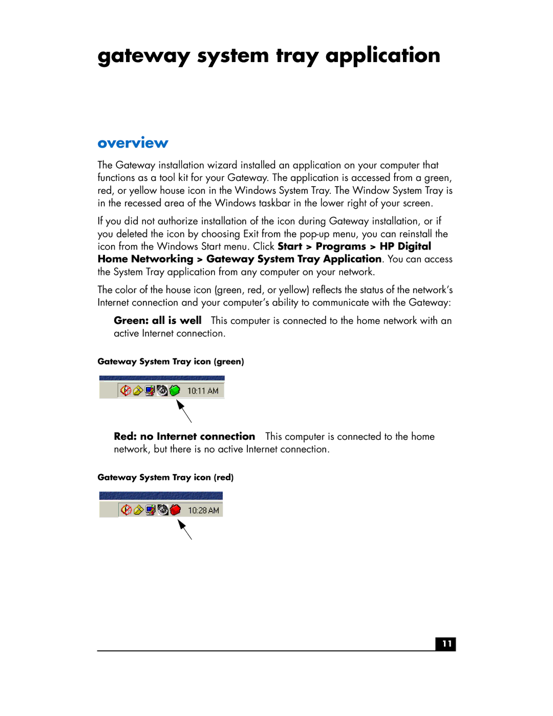 HP hn200e manual Gateway system tray application, Overview 